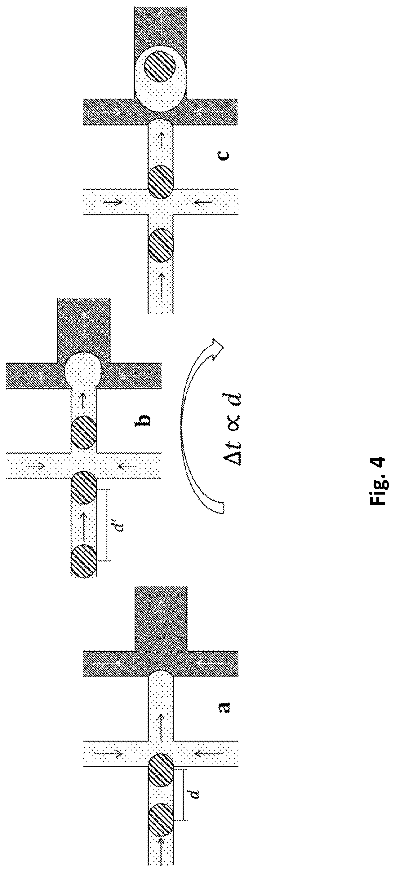 Patent US12303901 Figure 4 – Microfluidic device for deformable beads enrichment and self-regulated ordering and encapsulation in droplets