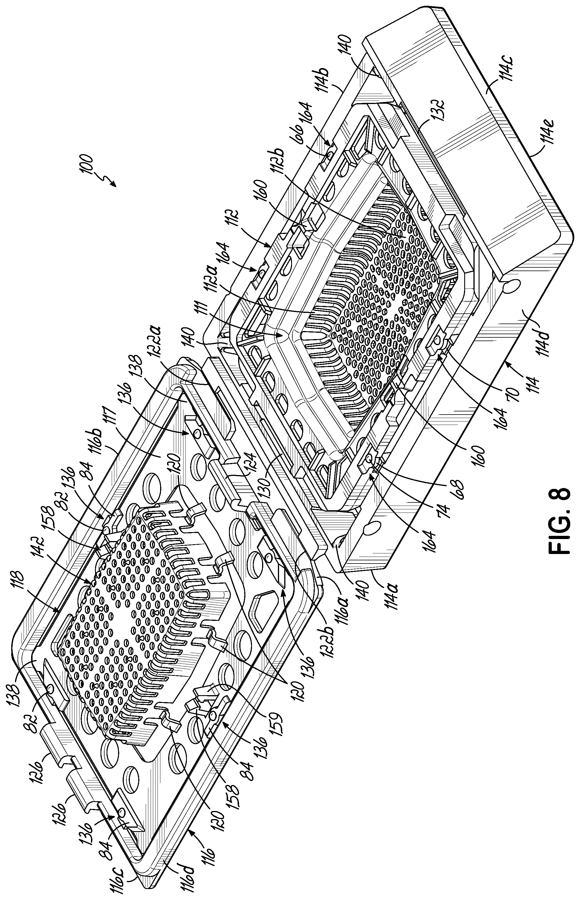 Patent US12303904 Figure 16 – Sectionable cassette and embedding frame with connectors, and methods for preparing biopsy tissue samples