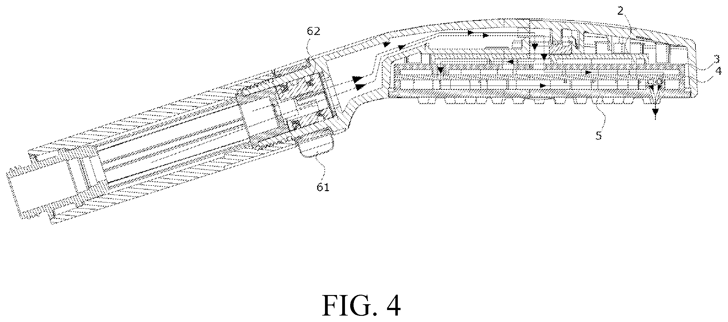 Patent US12303919 Figure 4 – Water outlet structure allowing a nozzle to generate different spray patterns and water outlet device using the same