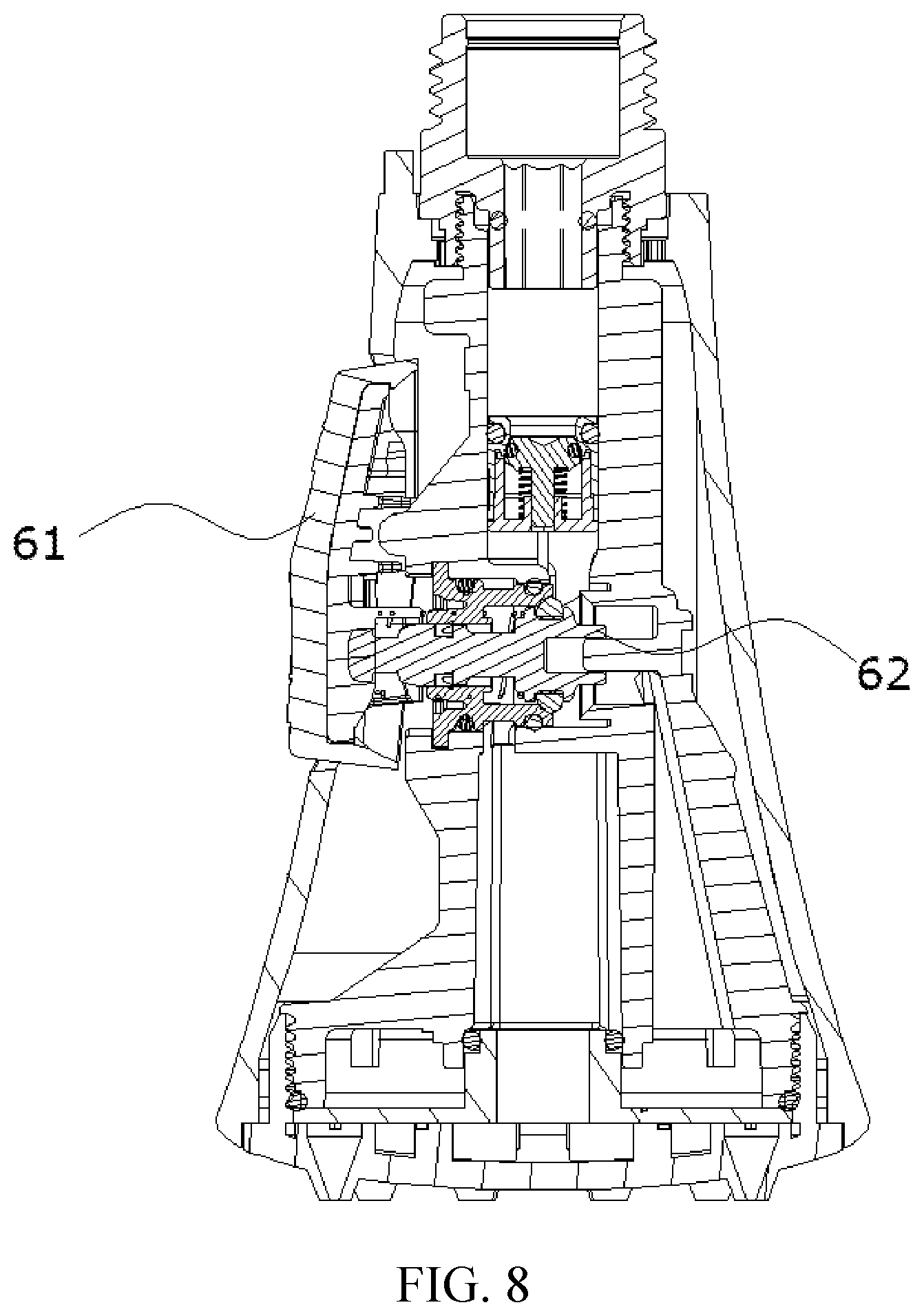 Patent US12303919 Figure 8 – Water outlet structure allowing a nozzle to generate different spray patterns and water outlet device using the same