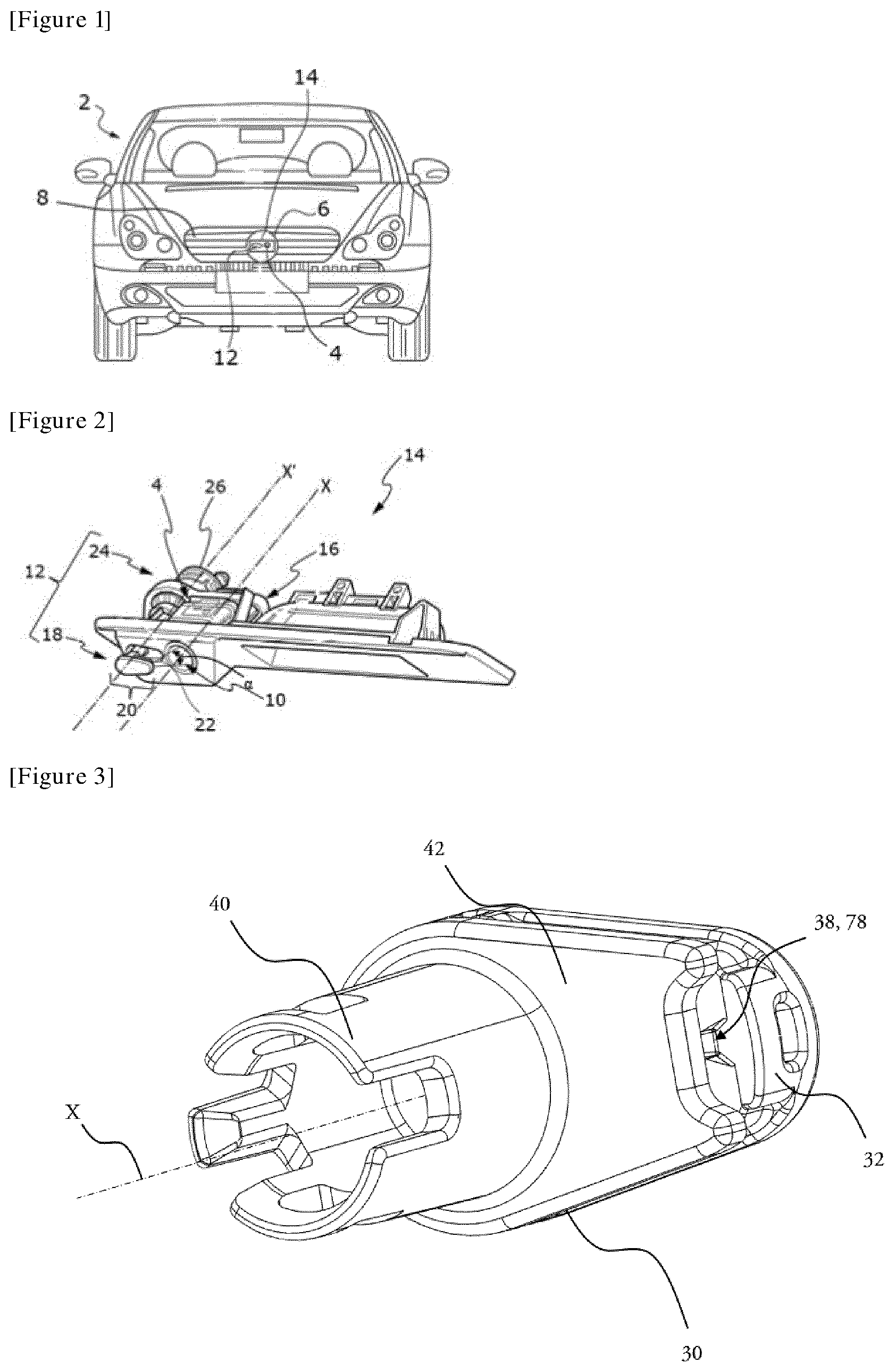 Patent US12303920 Figure 1 – Fluid spray nozzle for cleaning device for an optical detection system