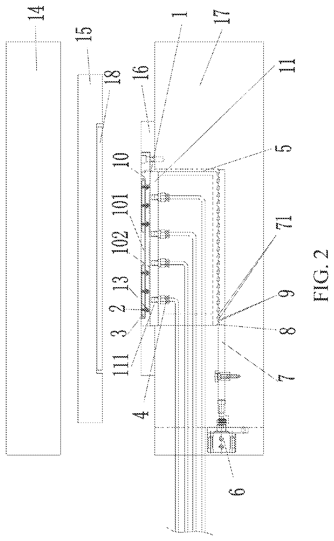 Patent US12303923 Figure 2 – Automatic adhesive spraying control system for progressive die of motor iron core of new energy vehicle
