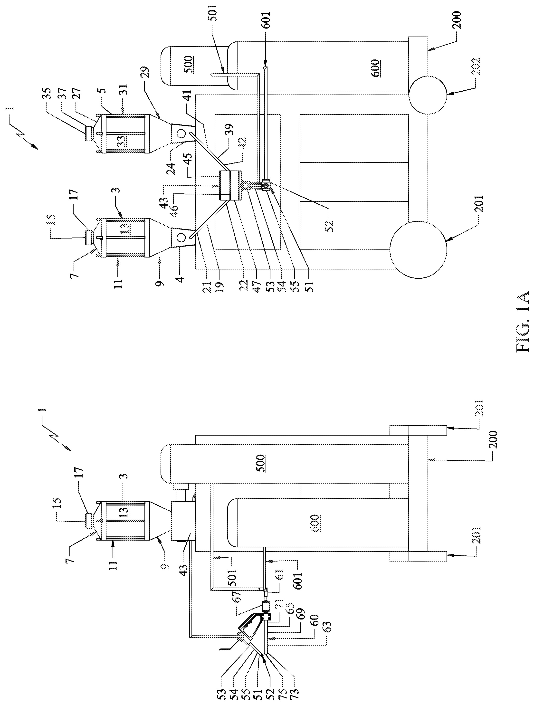 Patent US12303926 Figure 1 – Multi-component electro-mechanical flame spray deposition system