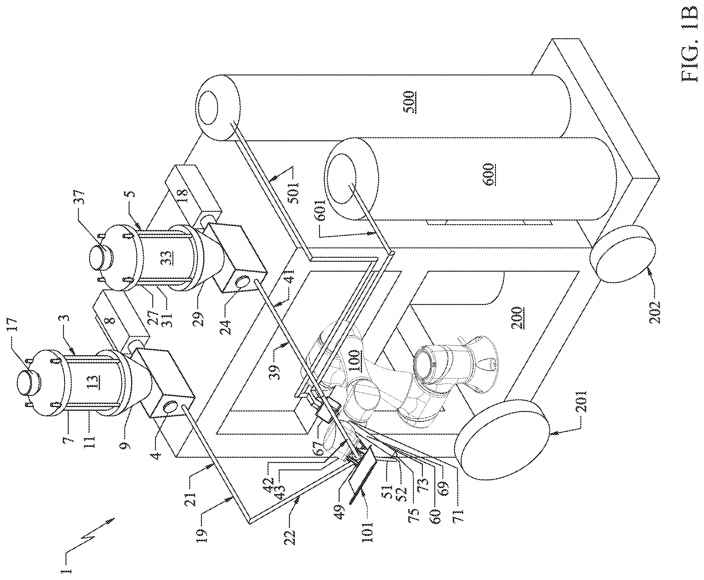 Patent US12303926 Figure 2 – Multi-component electro-mechanical flame spray deposition system