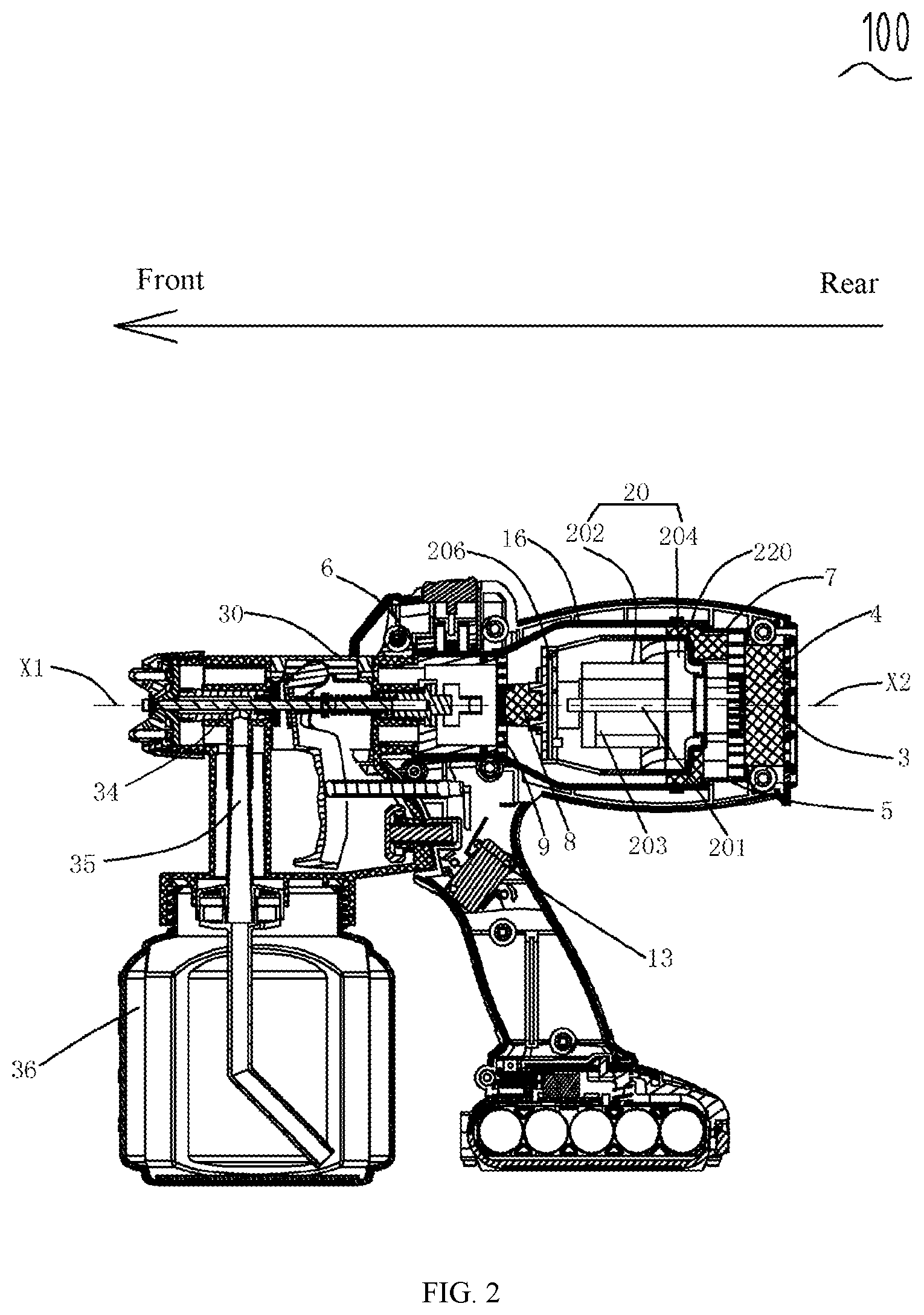 Patent US12303927 Figure 2 – Spray gun