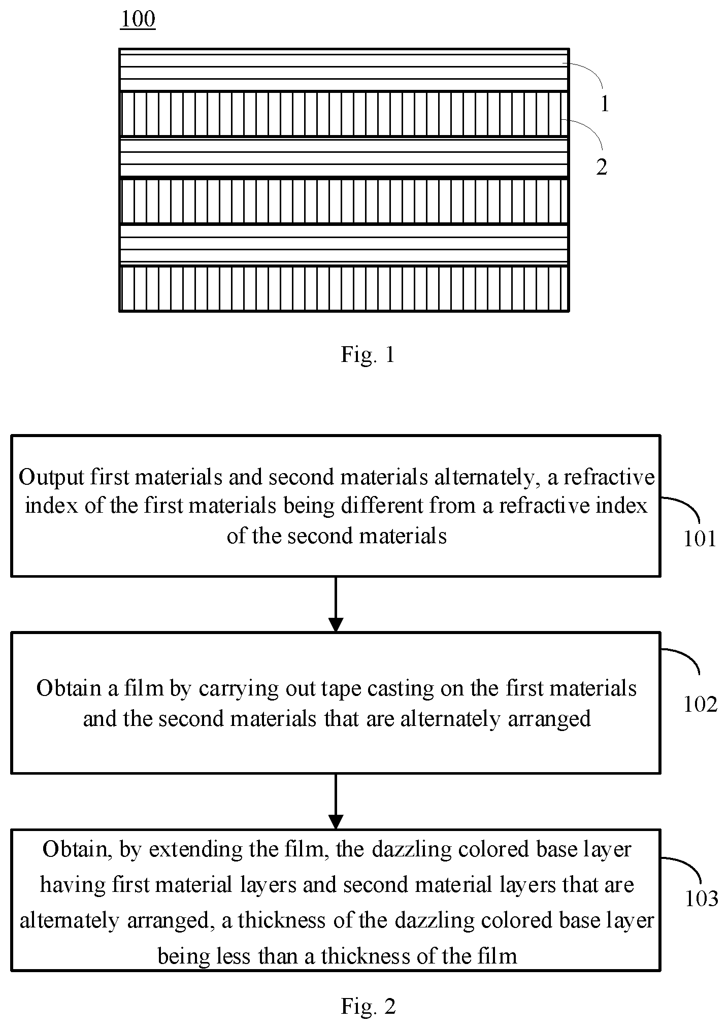 Patent US12303938 Figure 1 – Dazzling colored base layer, decorative film and housing, processing methods therefor and electronic device
