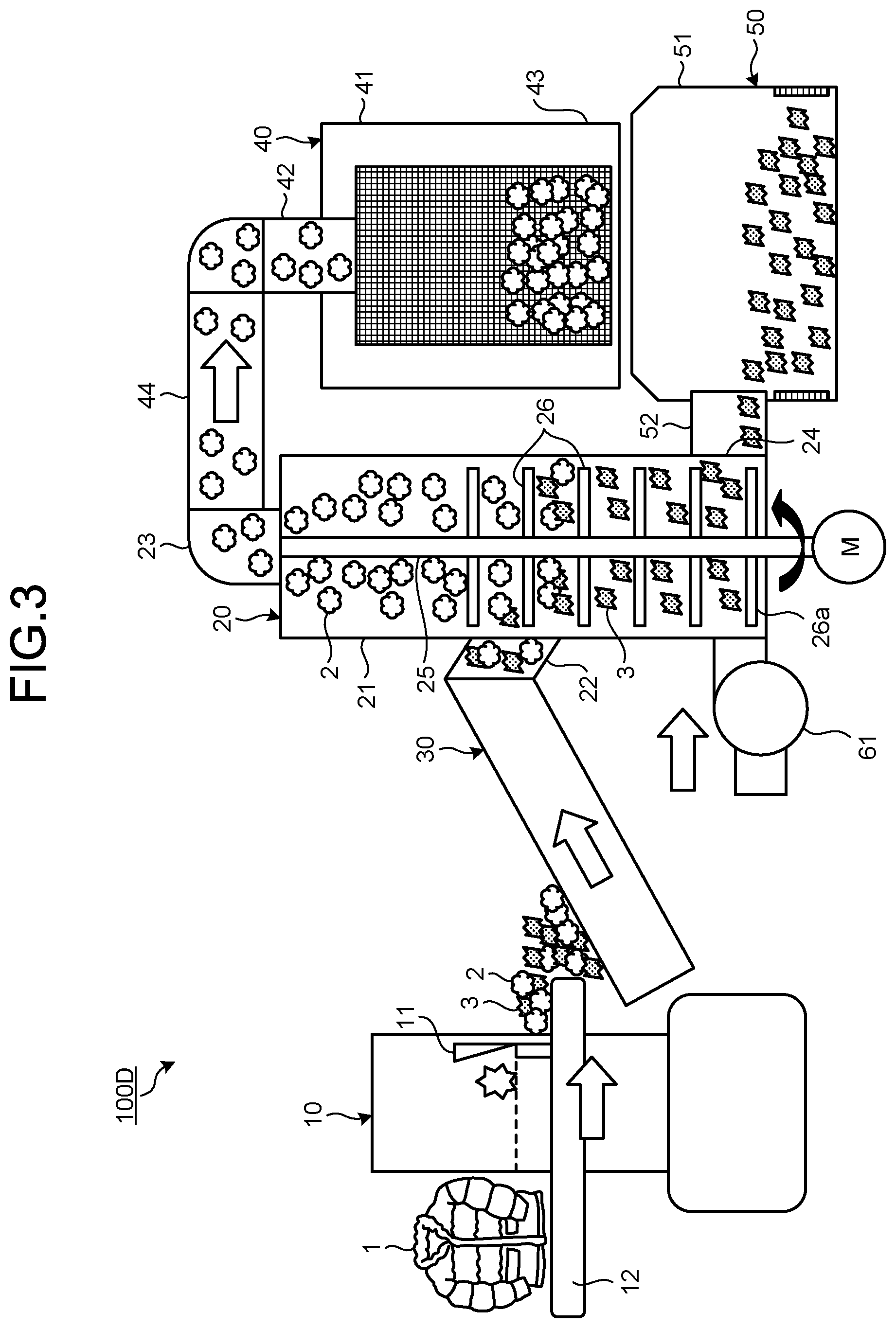 Patent US12303943 Figure 3 – Feather separation system and feather separation method, and method for producing recycled feathers