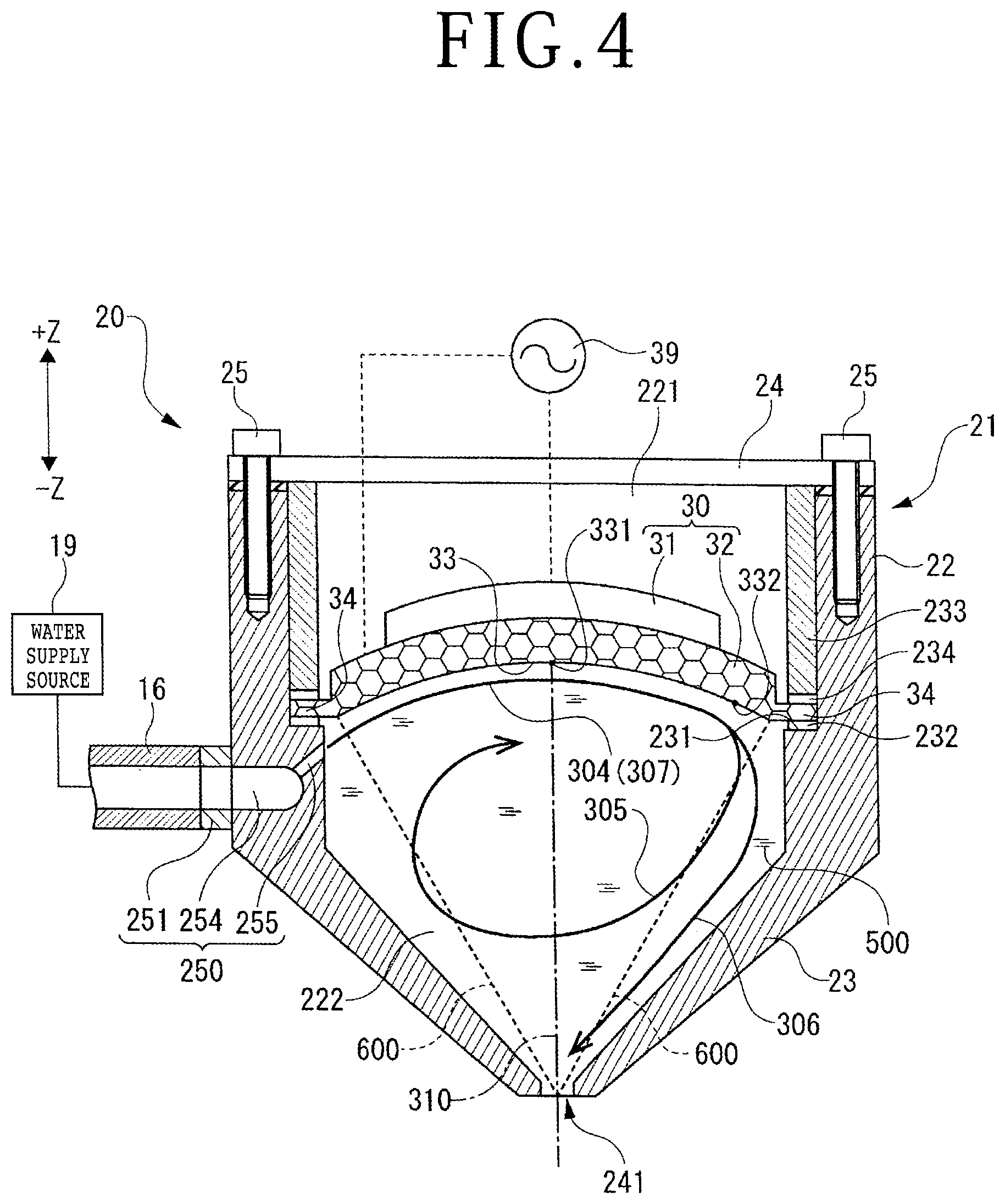 Patent US12303946 Figure 4 – Ultrasonically activated water ejector
