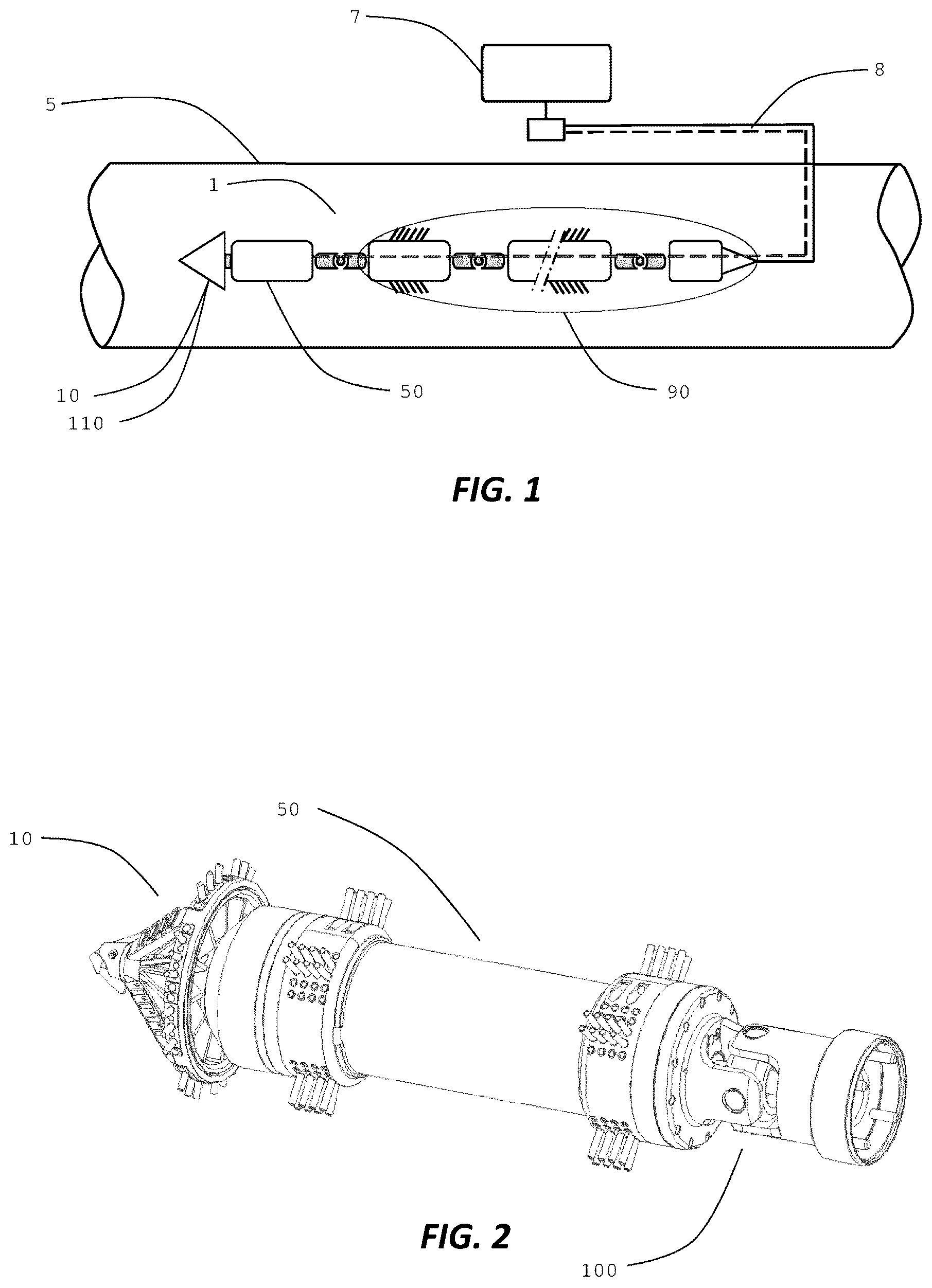 Patent US12303949 Figure 1 – Apparatus and method for internal cleaning of a pipeline