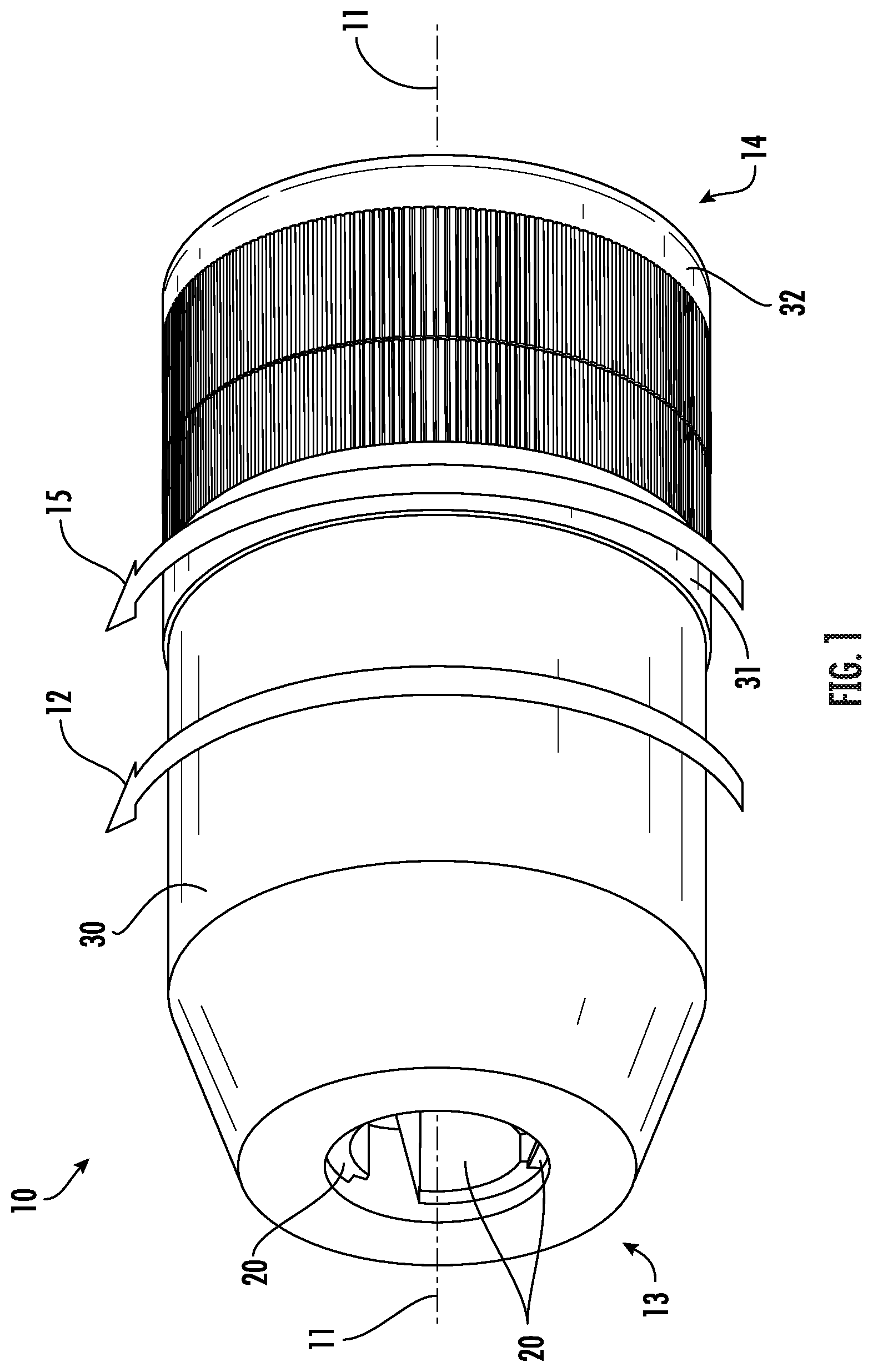 Patent US12303984 Figure 1 – Chuck with lock sleeve
