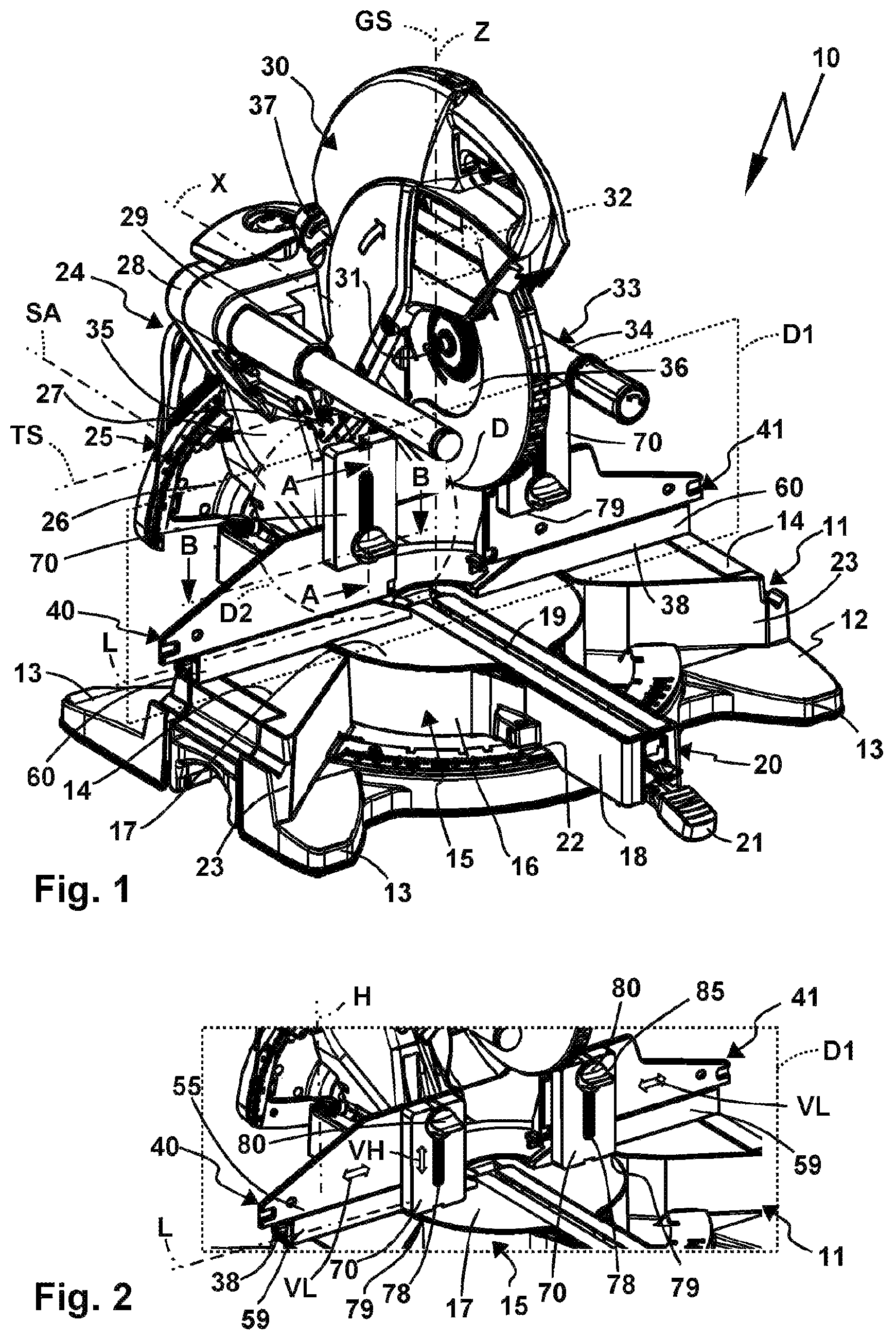 Patent US12303988 Figure 1 – Machine tool comprising a lateral contact body and an abutment body