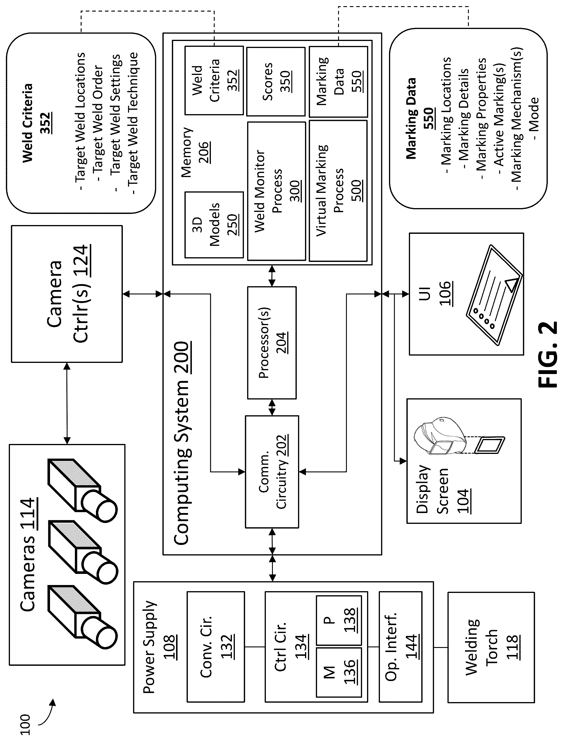 Patent US12304007 Figure 2 – Virtual markings in welding systems