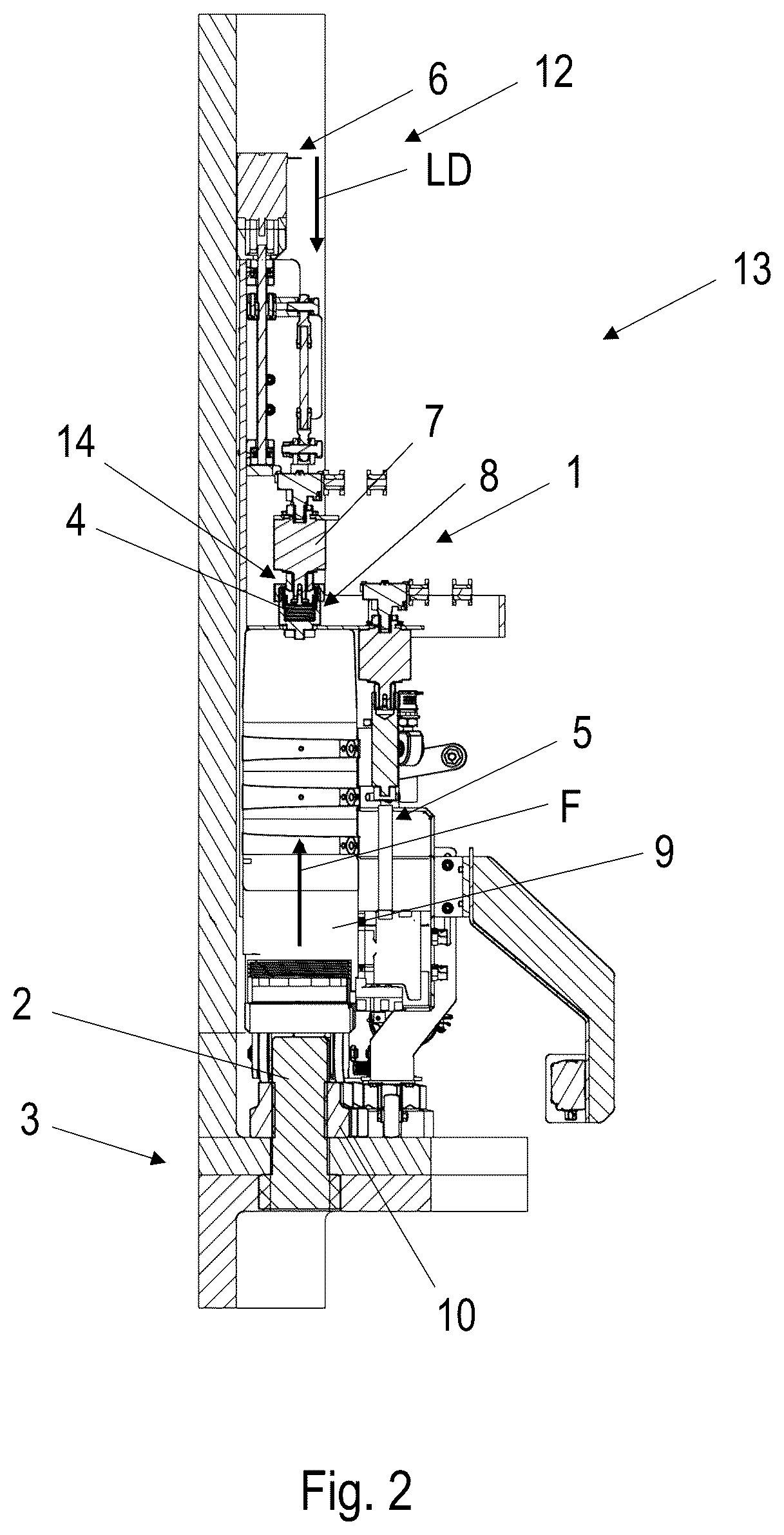 Patent US12304018 Figure 2 – Coupling unit for coupling a rotatable thread engagement means of a bolt elongation tool for elongating a bolt of a flange connection with the bolt