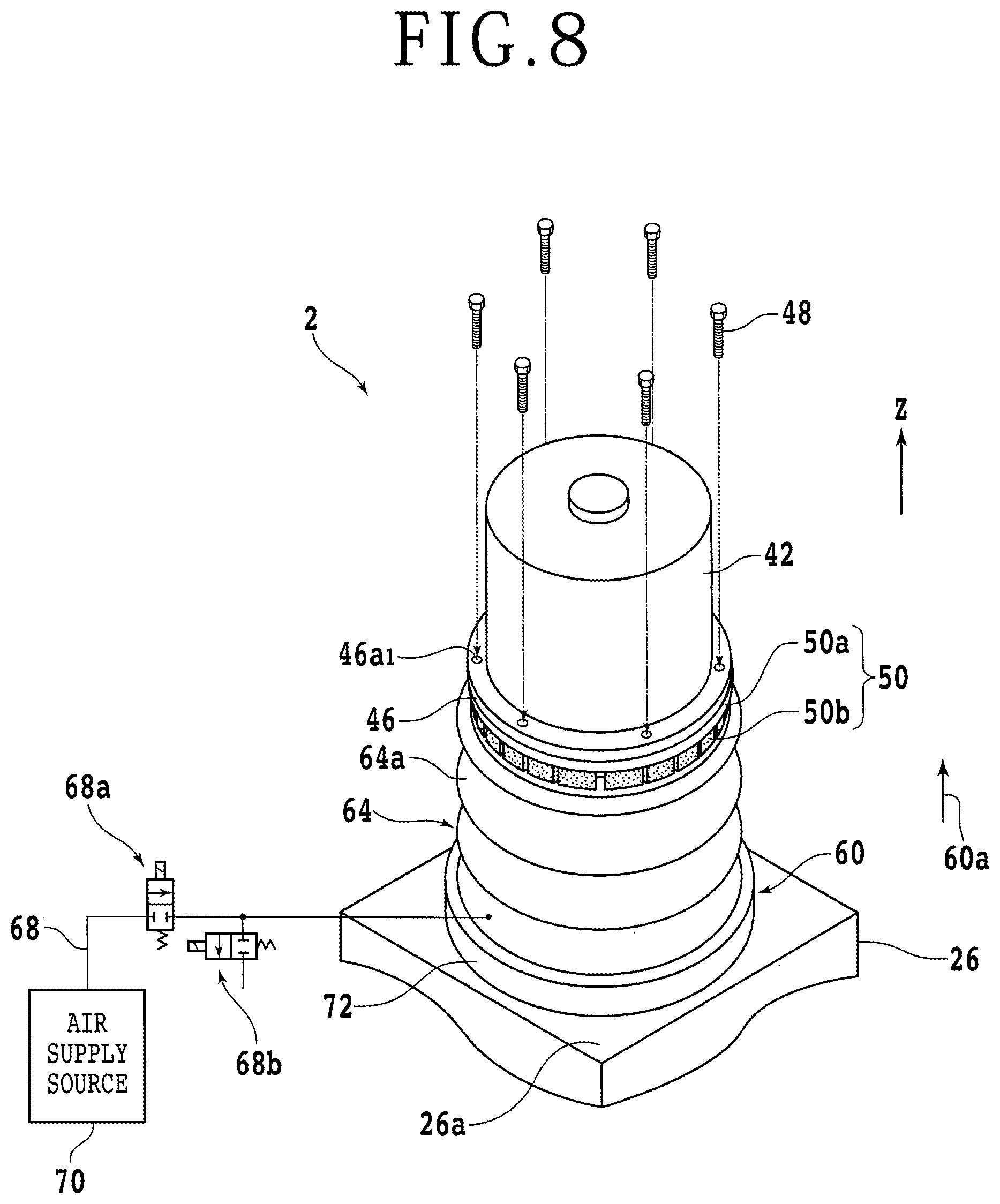 Patent US12304025 Figure 8 – Jig for mounting and dismounting processing tool