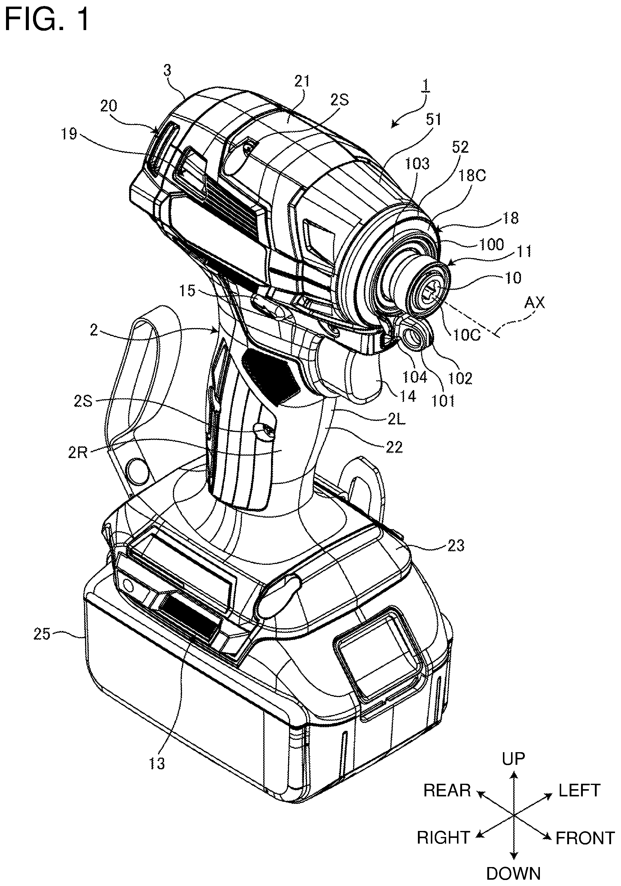Patent US12304032 Figure 1 – Impact tool