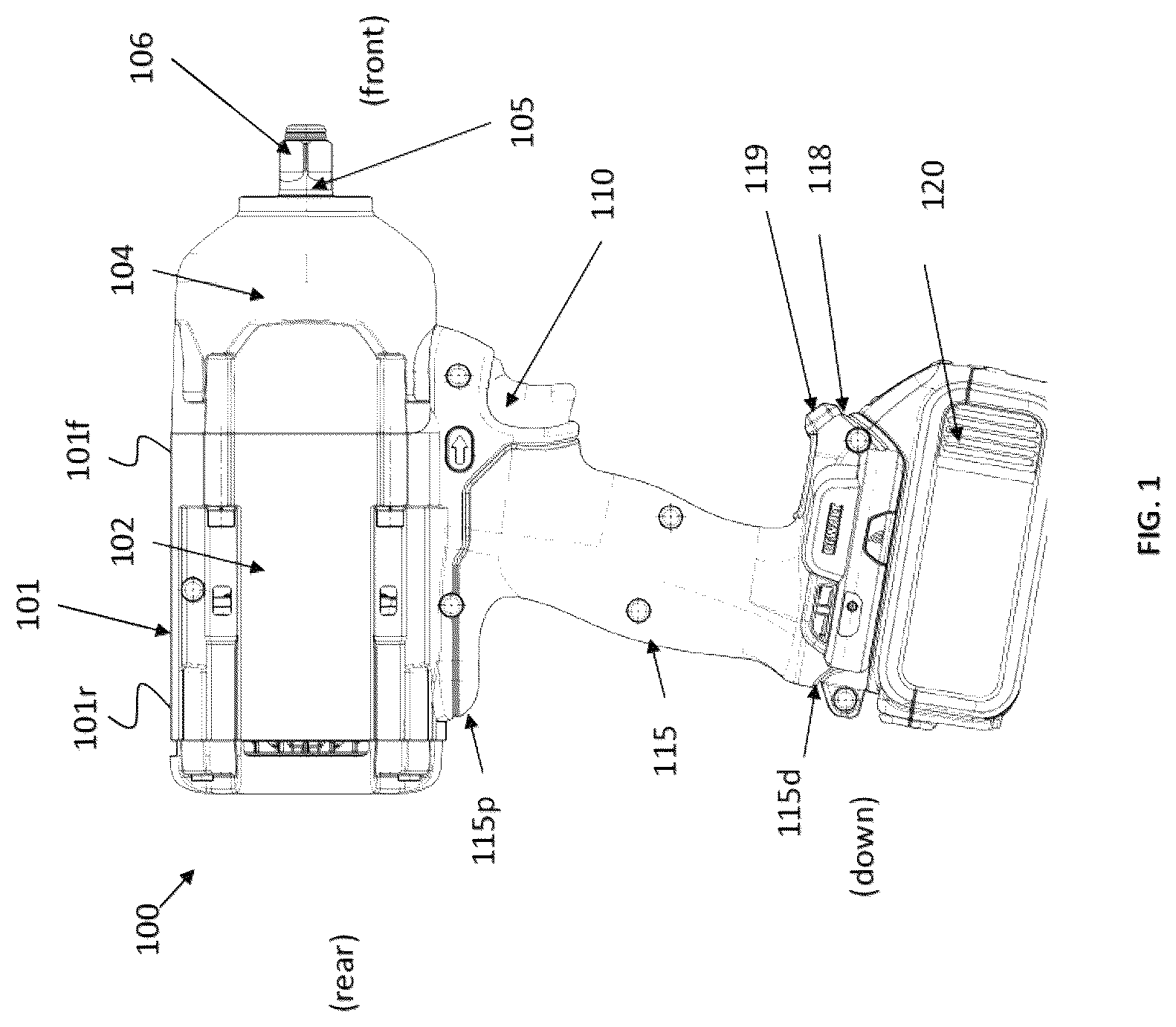 Patent US12304035 Figure 1 – Power tool