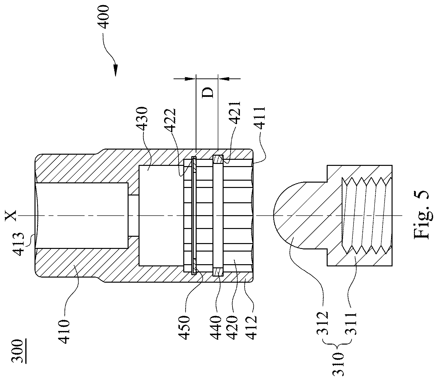 Patent US12304036 Figure 5 – Sleeve structure and working tool assembly