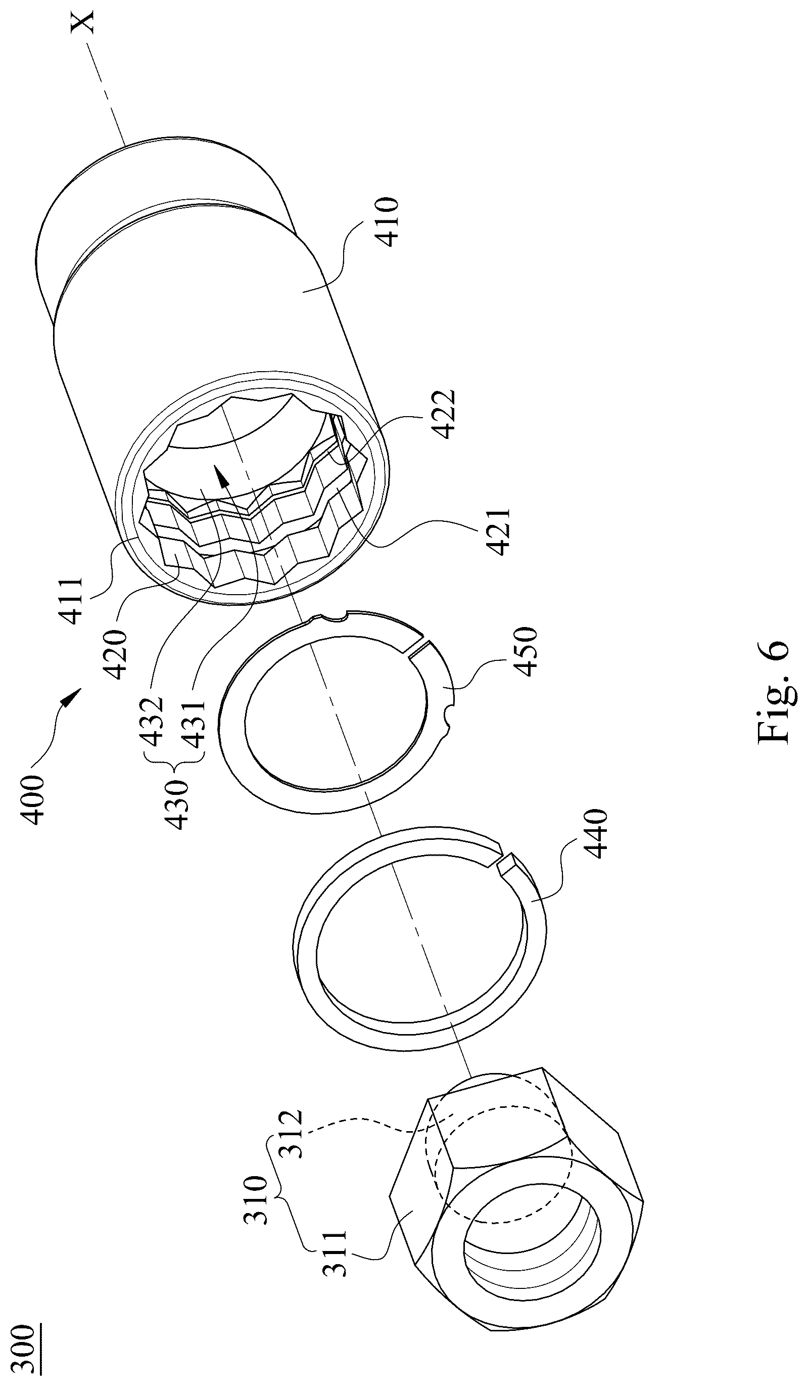 Patent US12304036 Figure 6 – Sleeve structure and working tool assembly