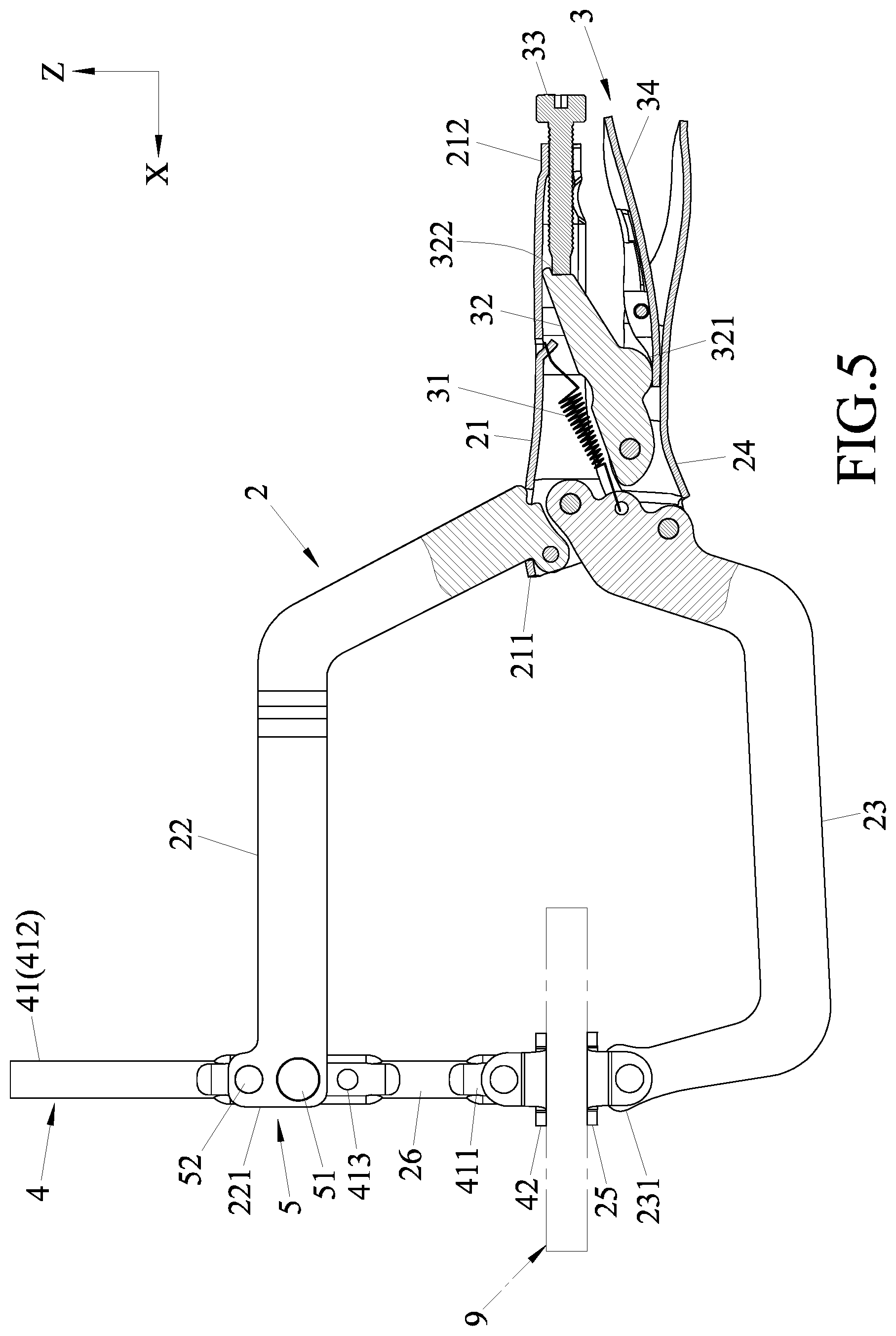 Patent US12304042 Figure 5 – Locking pliers