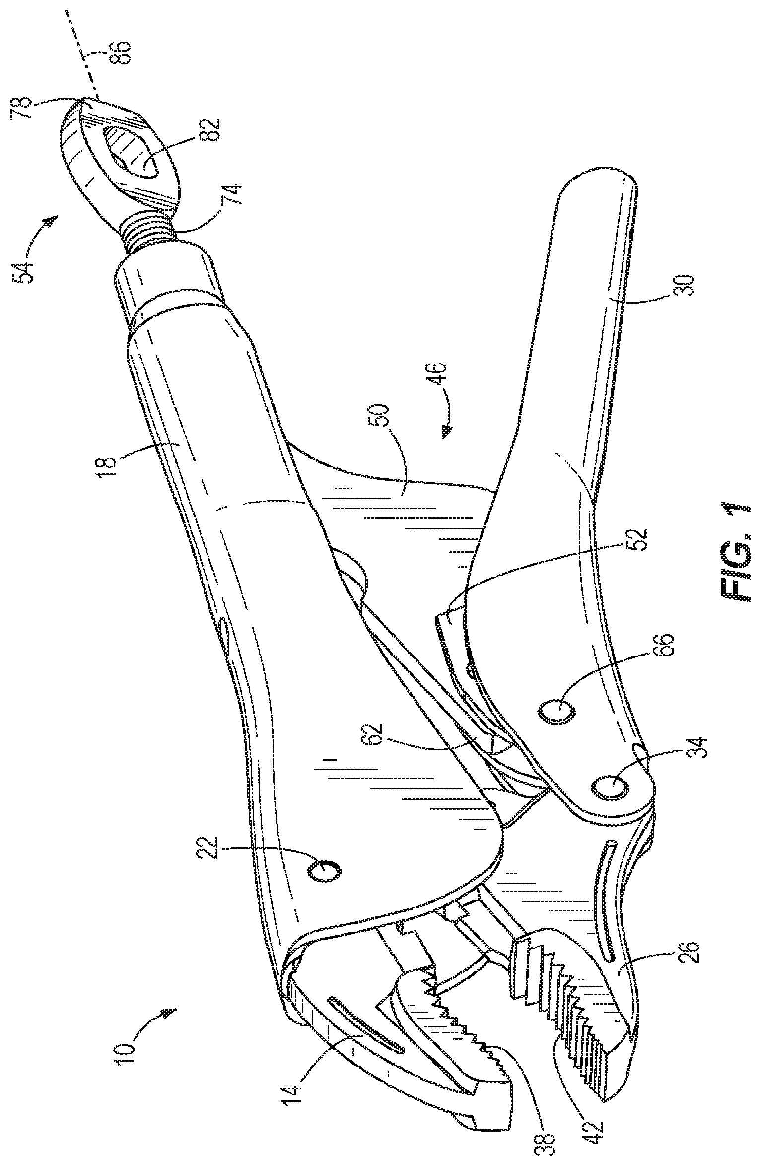 Patent US12304043 Figure 1 – Locking pliers
