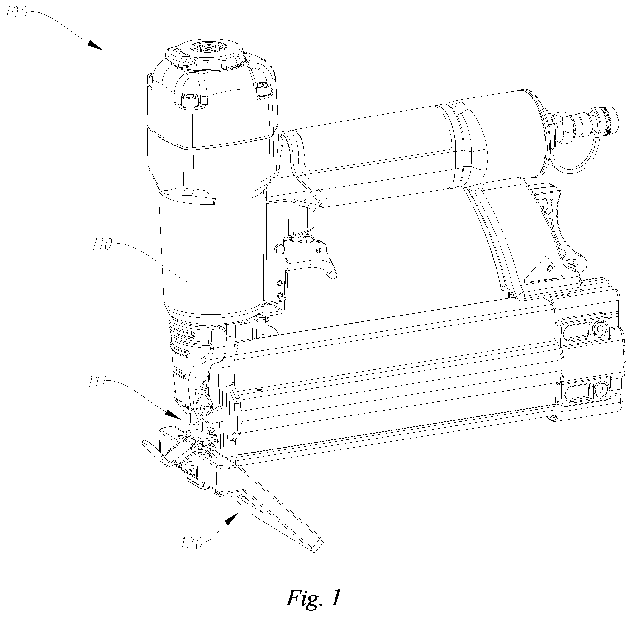 Patent US12304046 Figure 1 – Nailing device