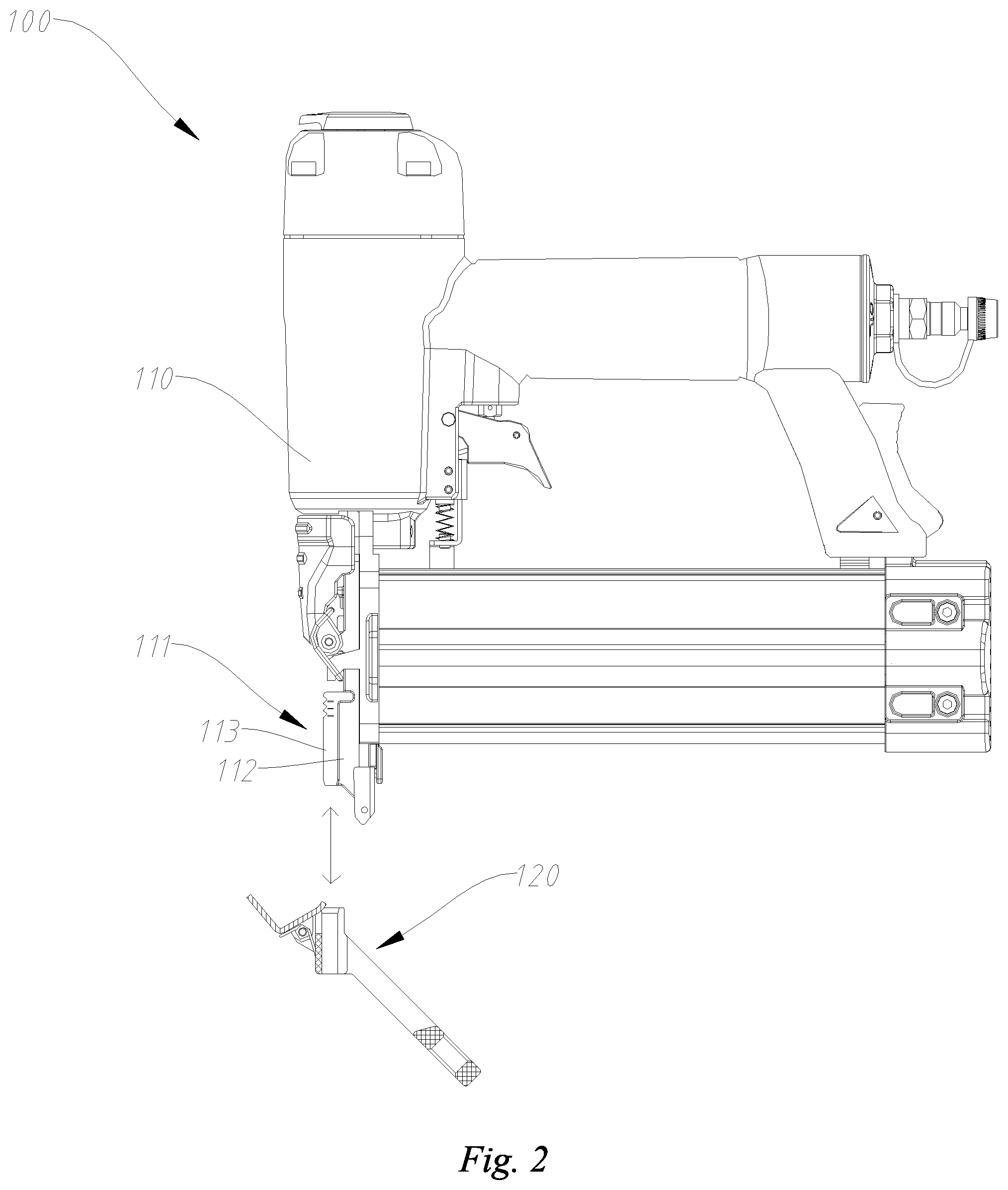 Patent US12304046 Figure 2 – Nailing device