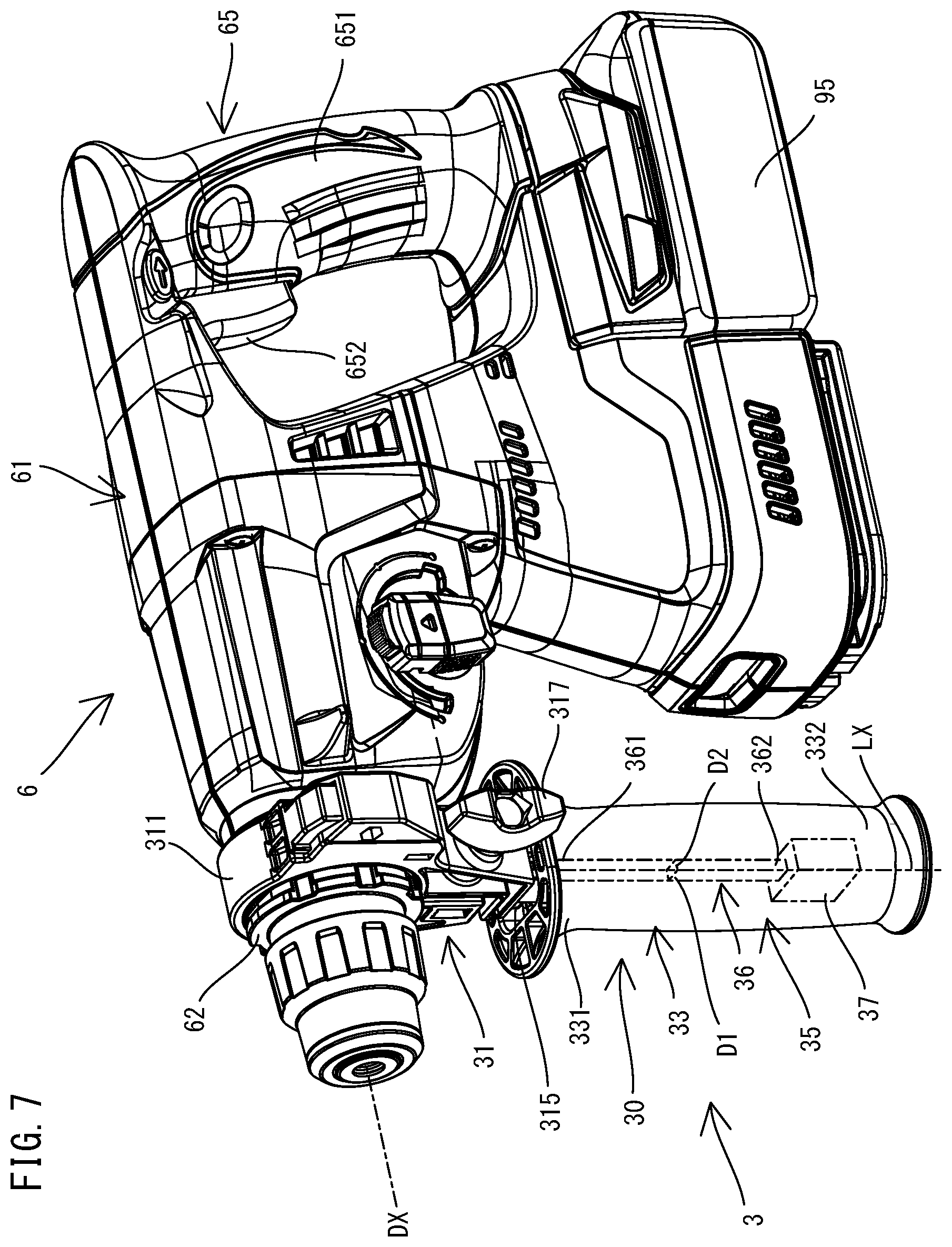 Patent US12304048 Figure 7 – Handle for use with power tool