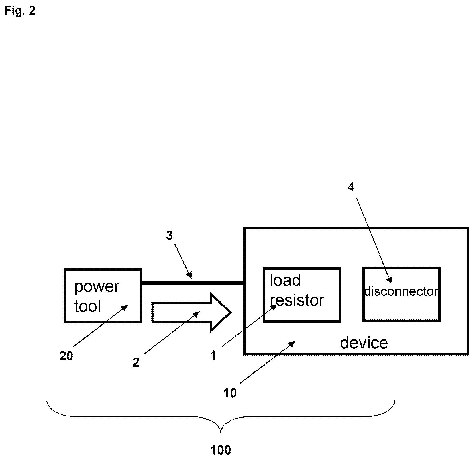 Patent US12304050 Figure 2 – Device for supplying a power tool with electrical energy, as well as the use of a load resistor for absorbing and/or converting electrical energy, system and operating method