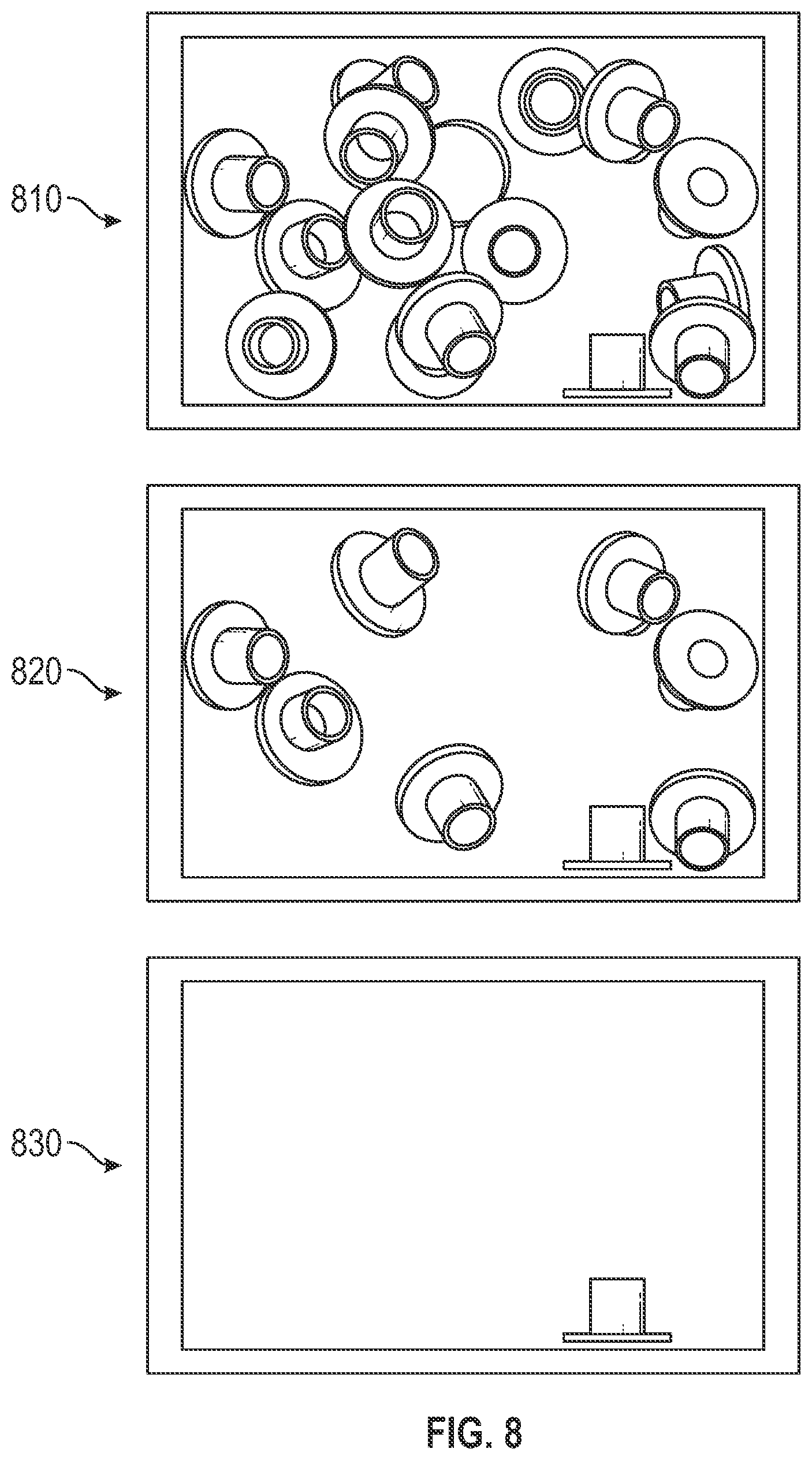 Patent US12304066 Figure 8 – Automatic gripper fingertip design to reduce leftover in random bin picking applications