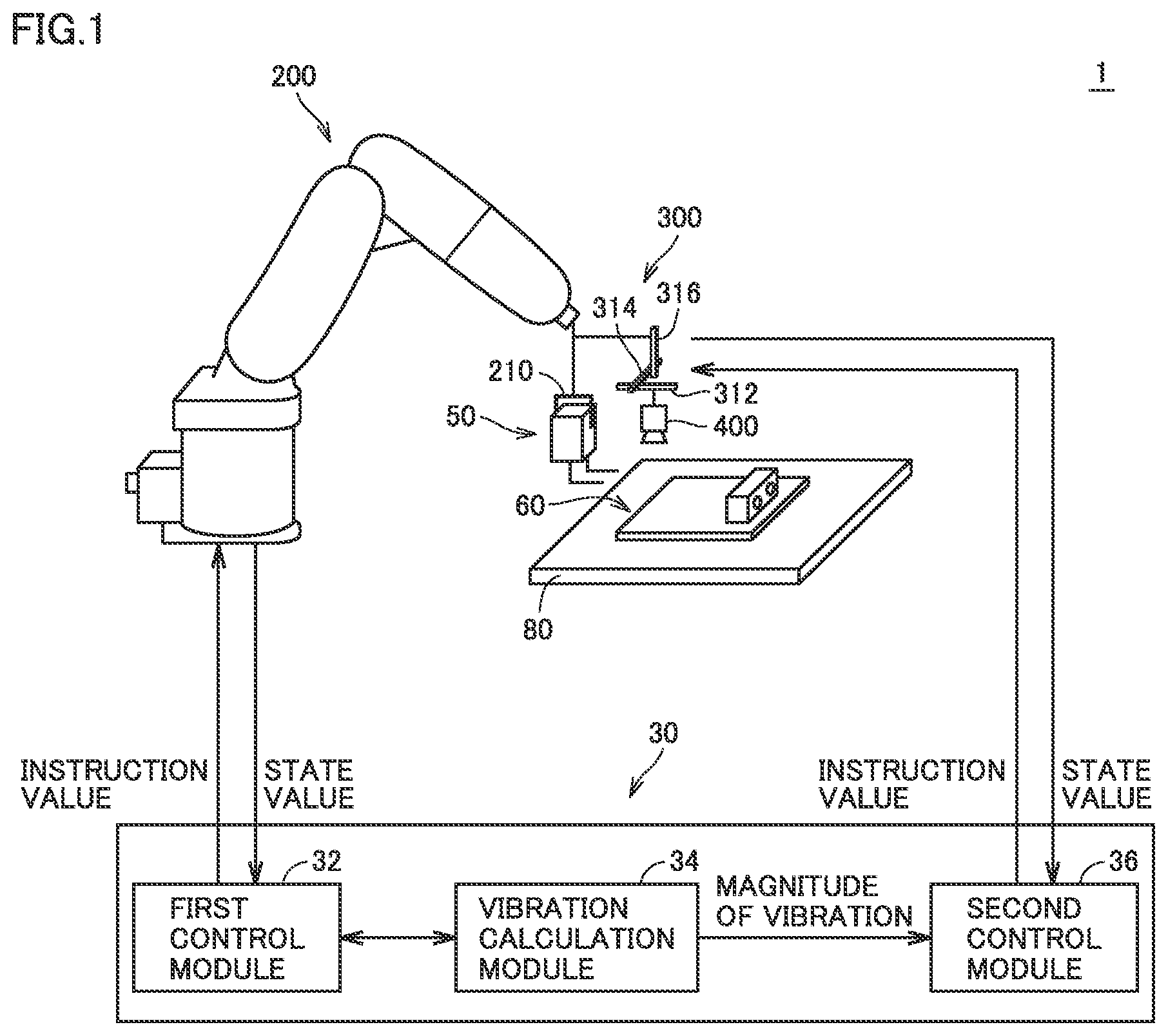 Patent US12304078 Figure 1 – Robot control system, control program, and control method