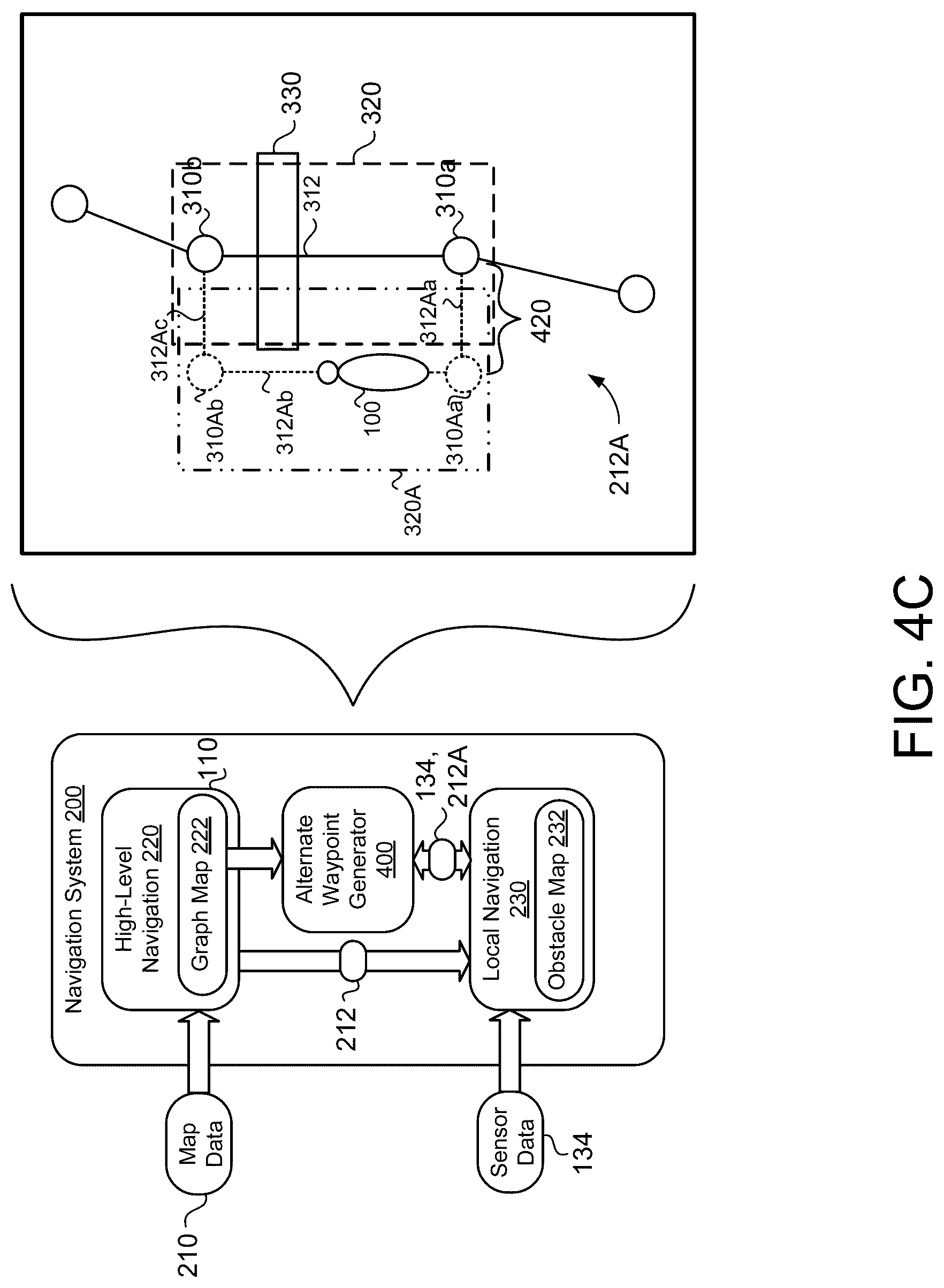 Patent US12304082 Figure 8 – Alternate route finding for waypoint-based navigation maps