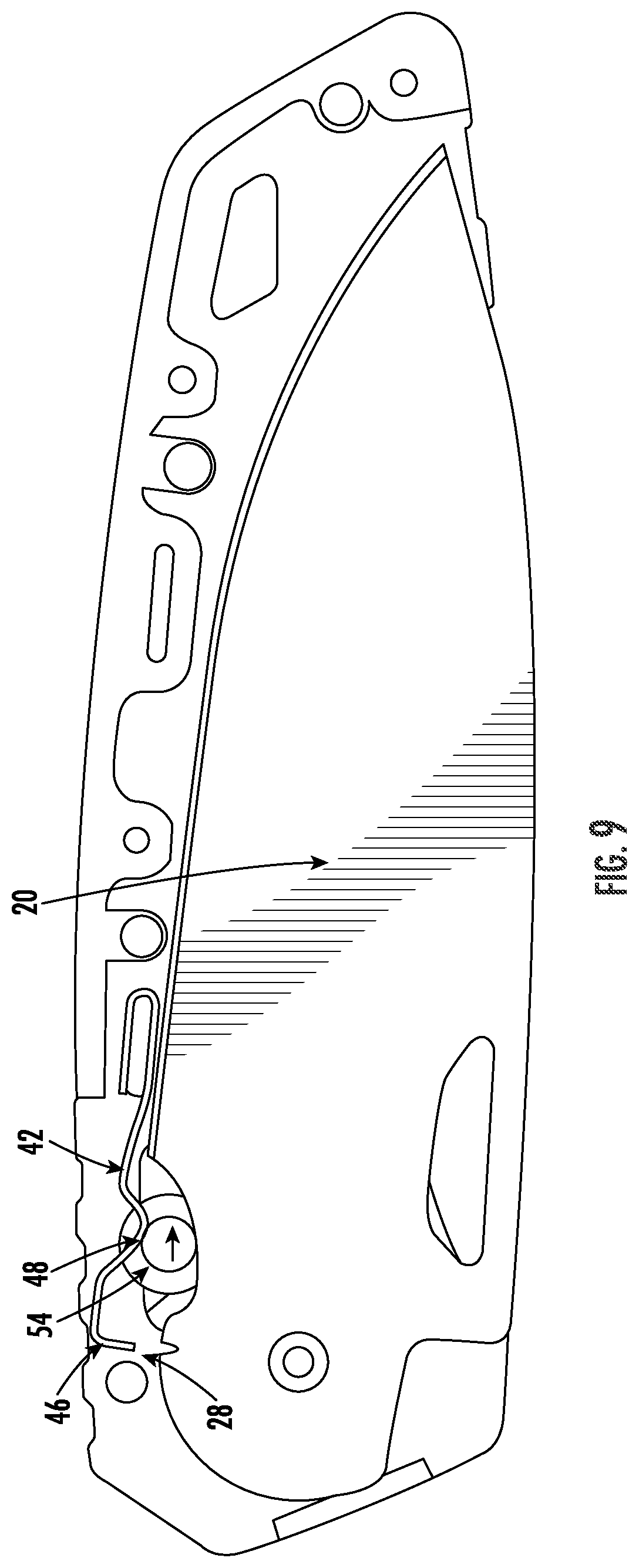 Patent US12304092 Figure 6 – Folding knife safety mechanism