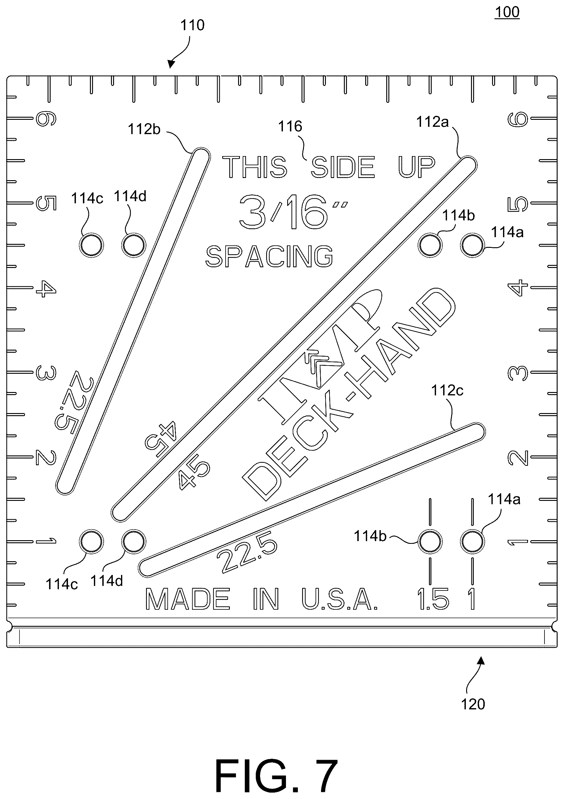 Patent US12304105 Figure 5 – Template and spacing tool for deck construction