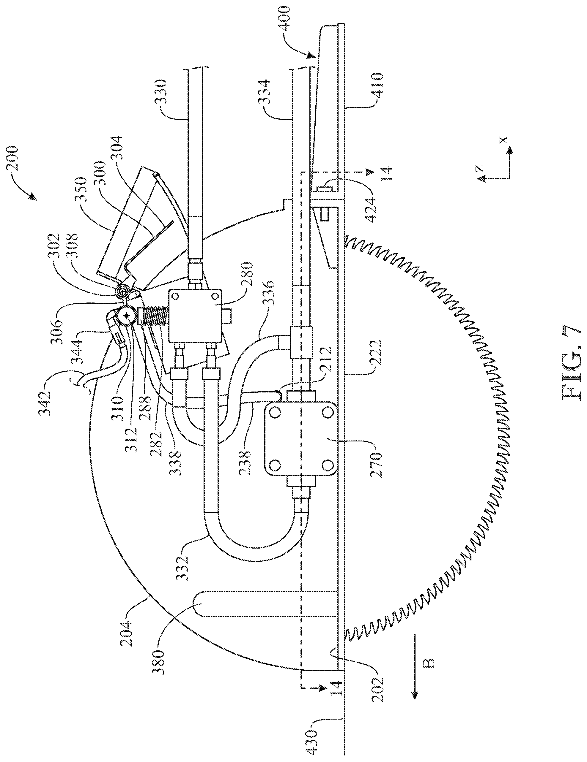 Patent US12304108 Figure 7 – Handheld hydraulic-powered concrete-cutting handsaw