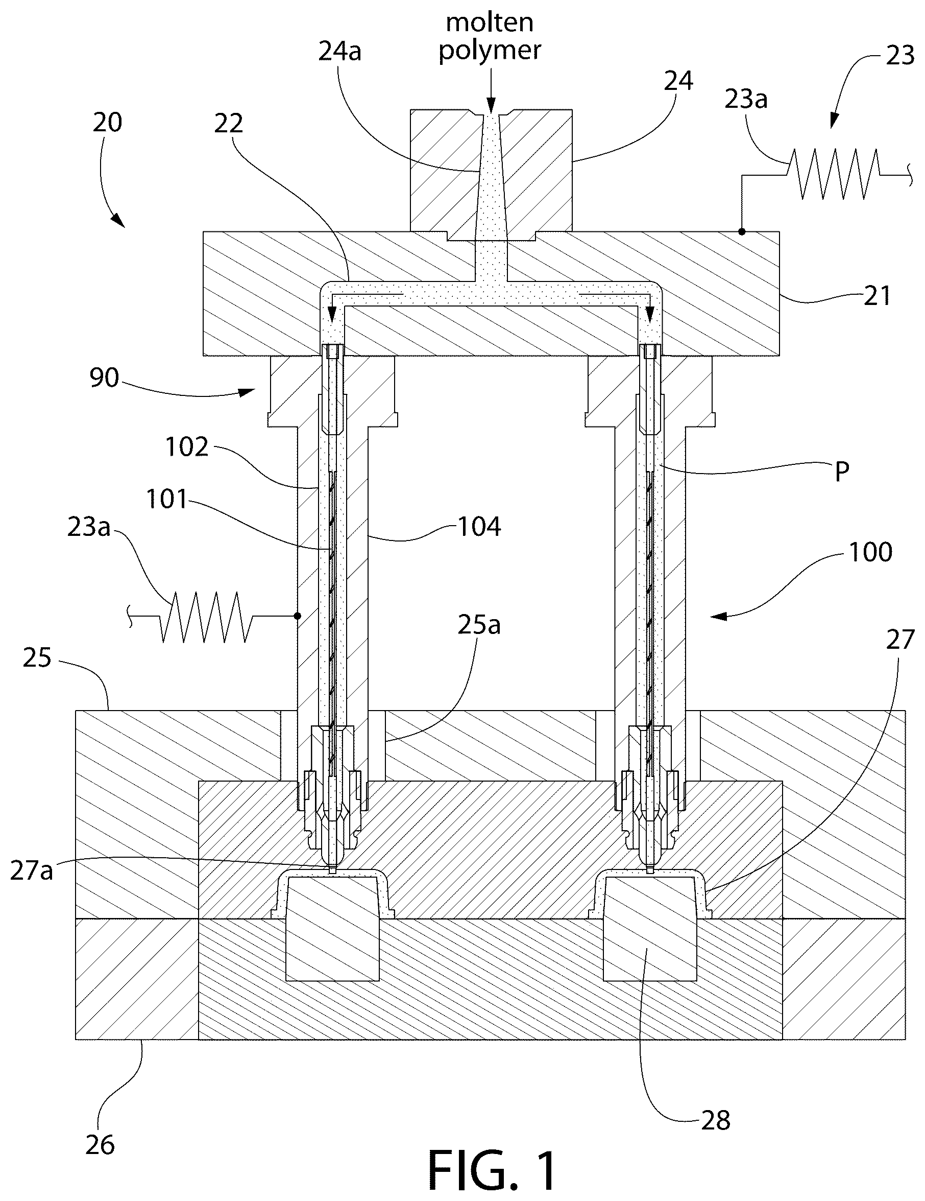 Patent US12304124 Figure 1 – Shear-inducing injection molding system