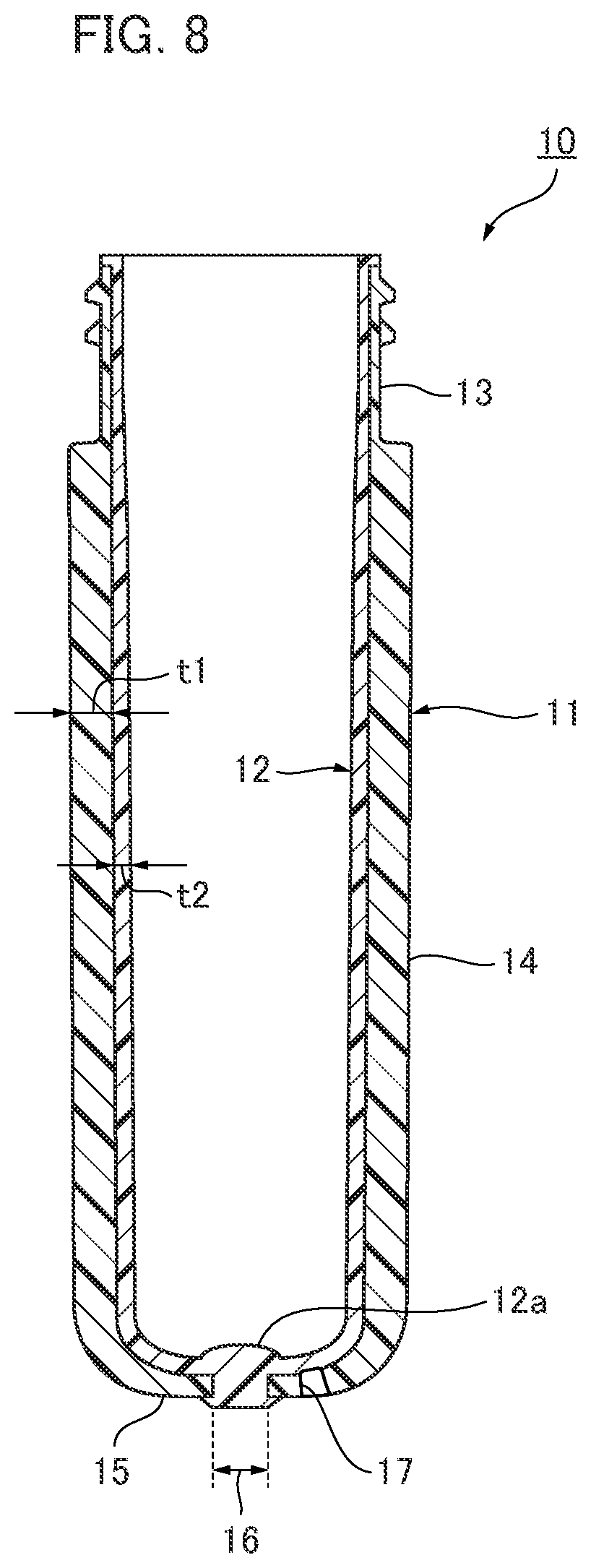 Patent US12304131 Figure 8 – Manufacturing method and manufacturing apparatus for delamination container