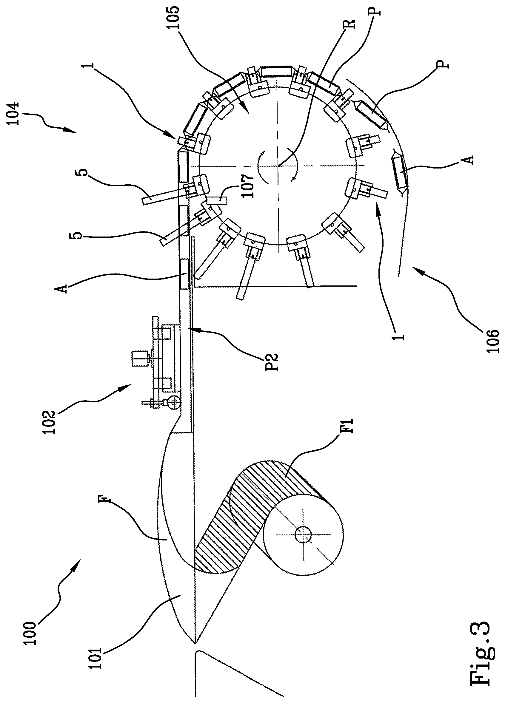 Patent US12304156 Figure 3 – Welding device for making and hermetically sealing at least one package containing a product