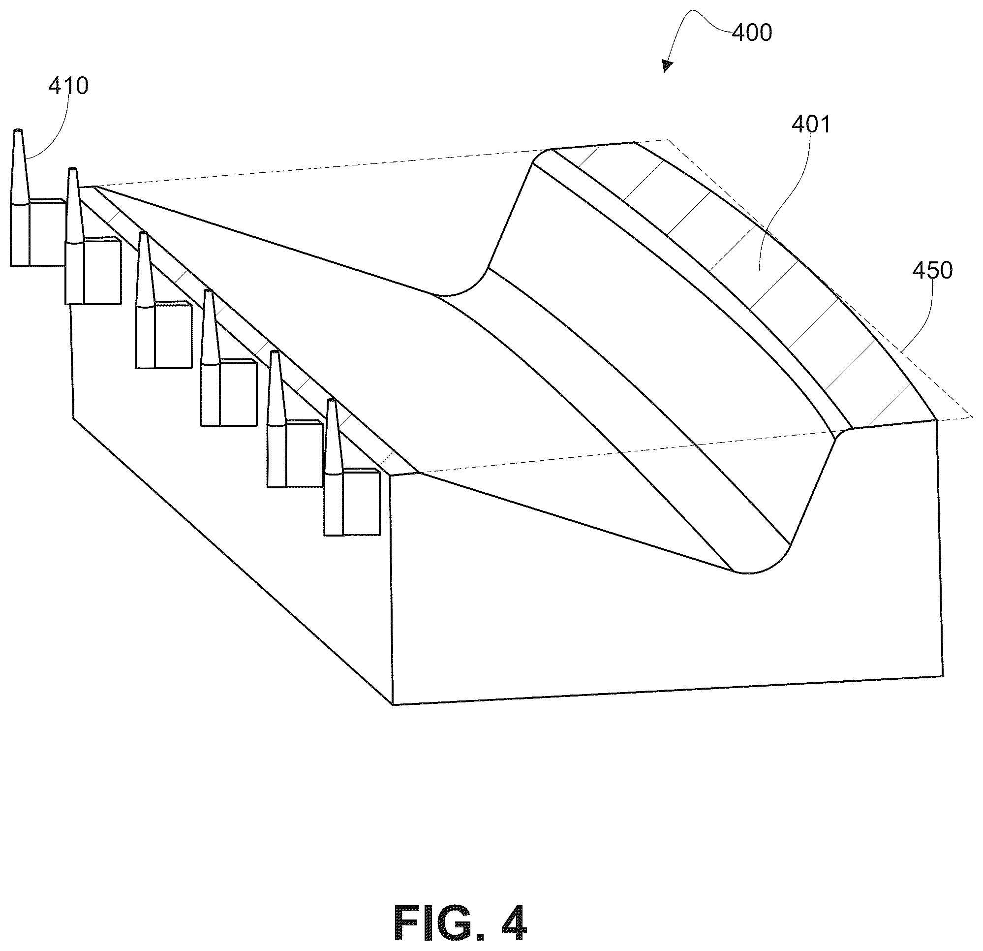 Patent US12304163 Figure 4 – System for stamping a thick thermoplastic composite blank