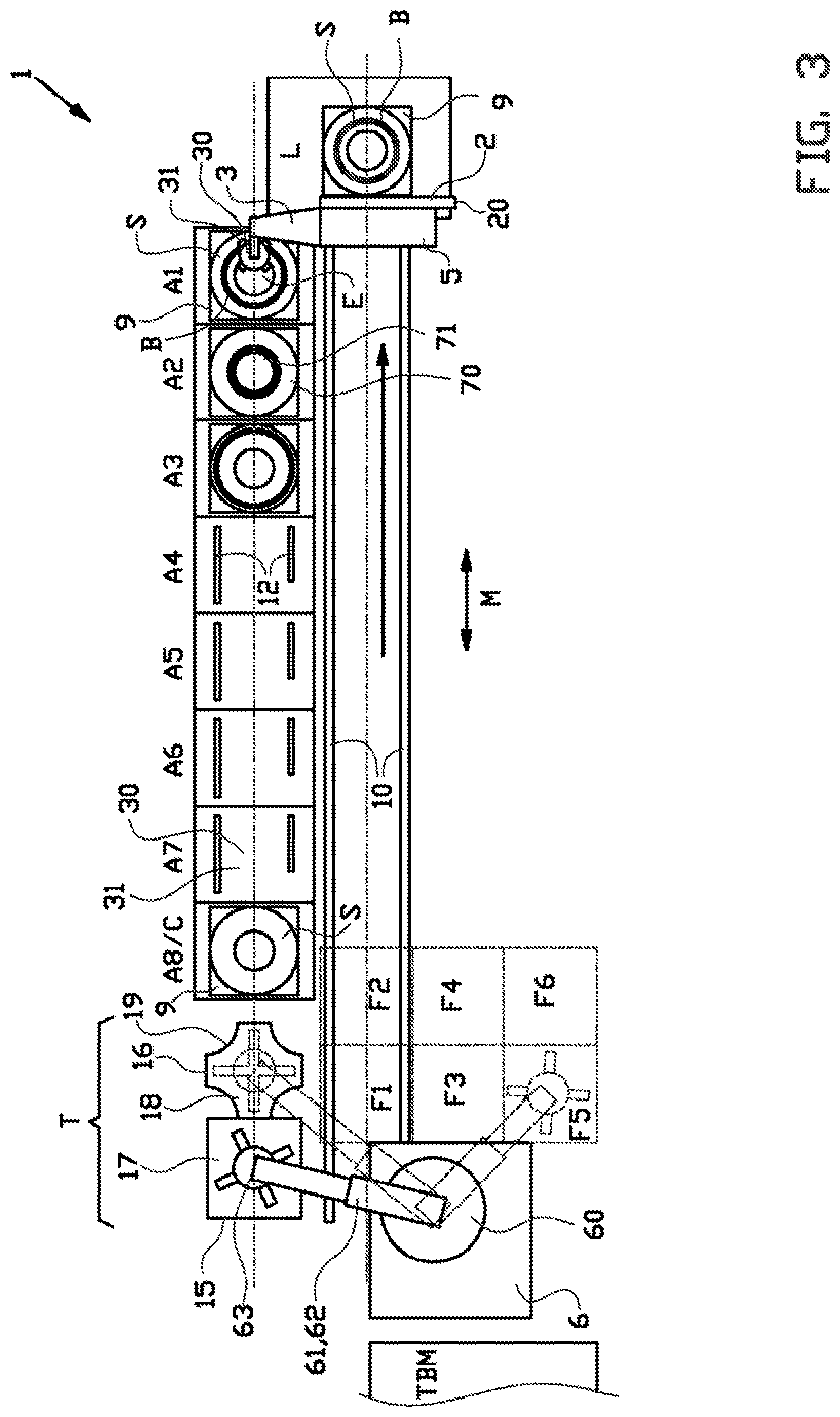 Patent US12304165 Figure 3 – Spacer gripper, bead-apex storage system and method for handling a plurality of stacks with bead-apexes and spacers