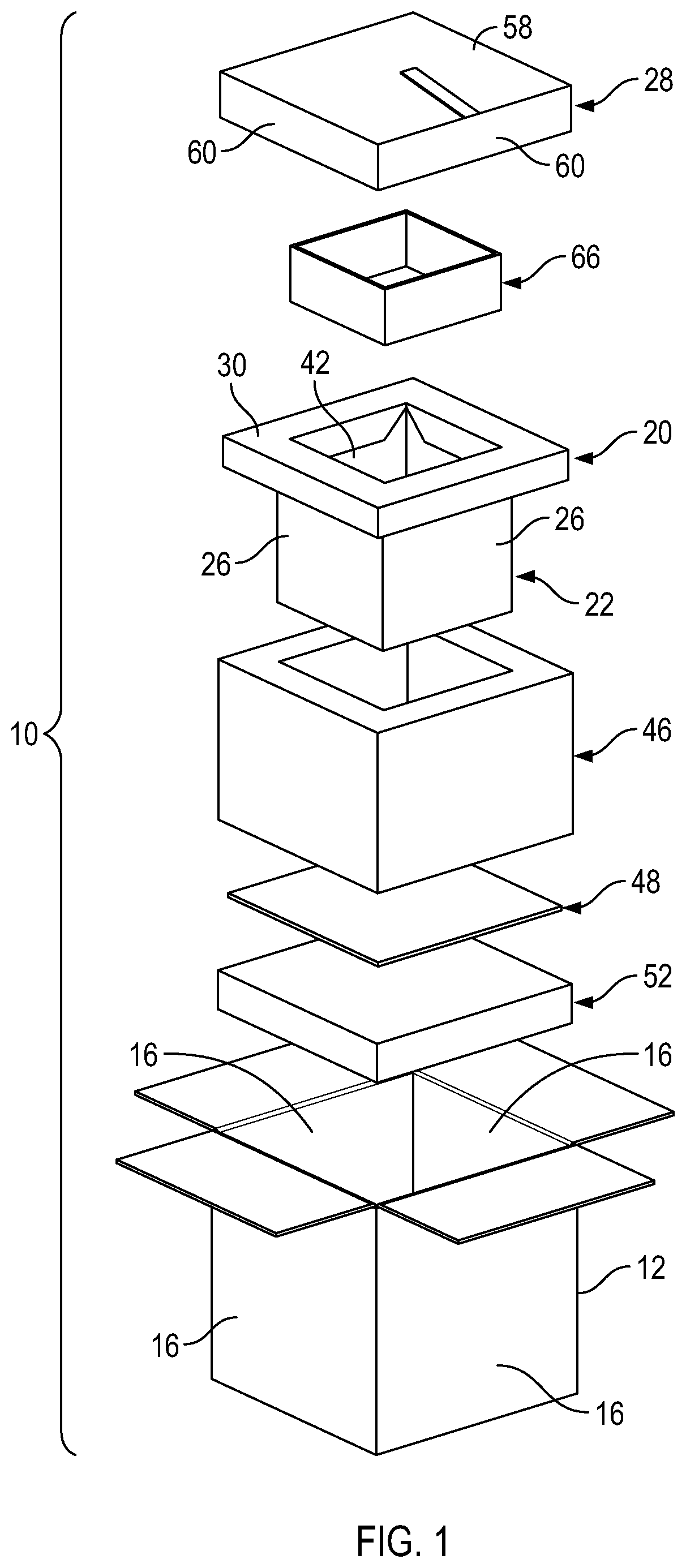Patent US12304168 Figure 1 – Method of filling an insulated shipping container with loose-fill organic insulation