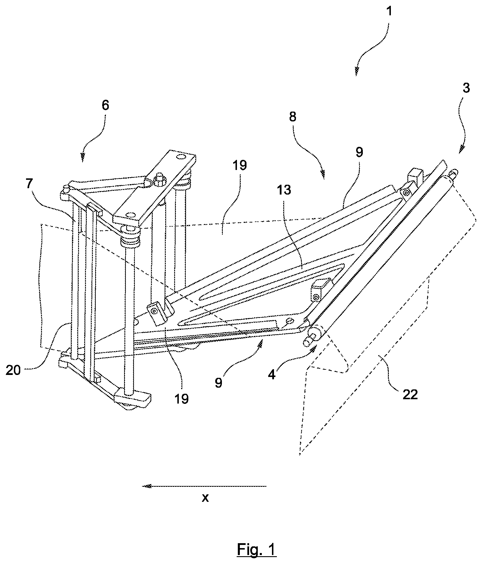 Patent US12304169 Figure 1 – Folding wedge device for a bag packaging machine