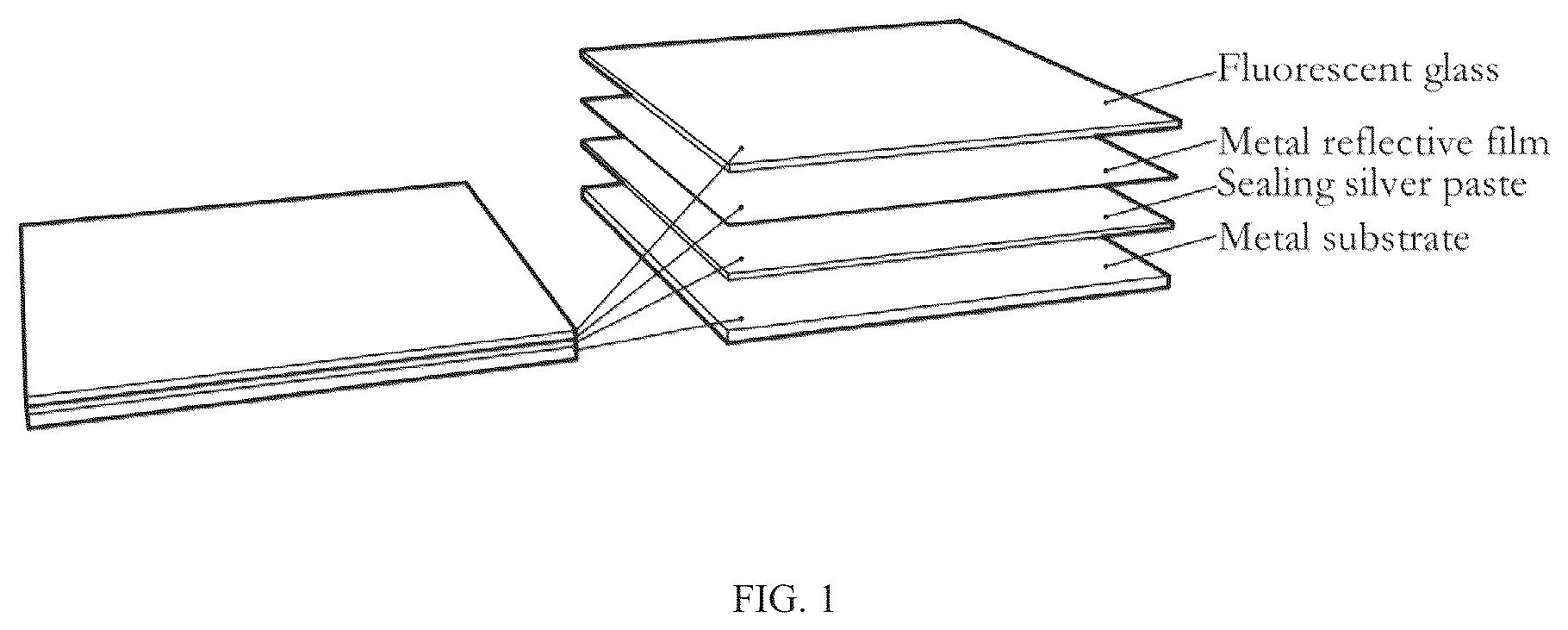 Patent US12304172 Figure 1 – Multilayered fluorescent wafer for laser lighting and display, and method of manufacturing