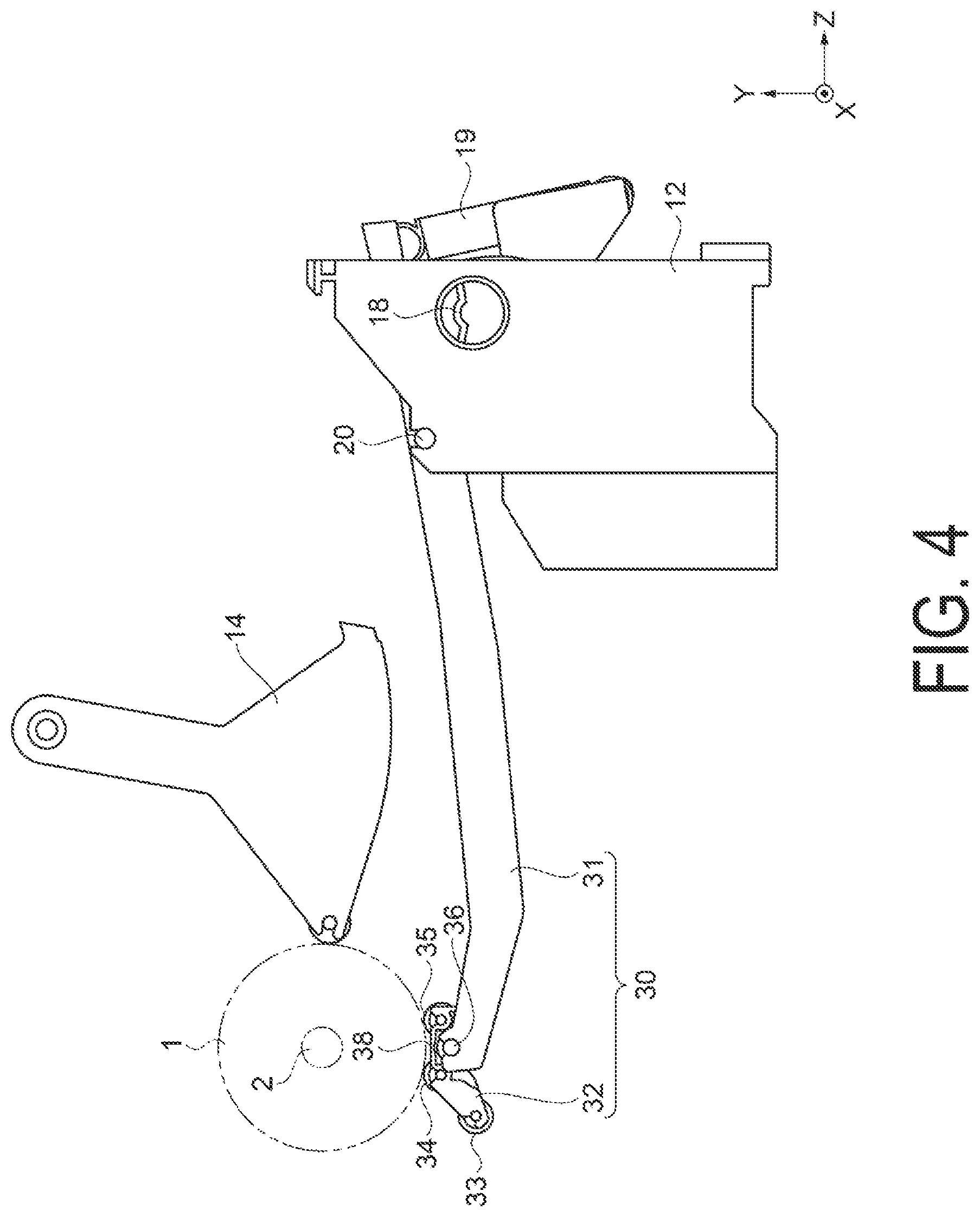 Patent US12304199 Figure 4 – Supply device for roll medium and recording device