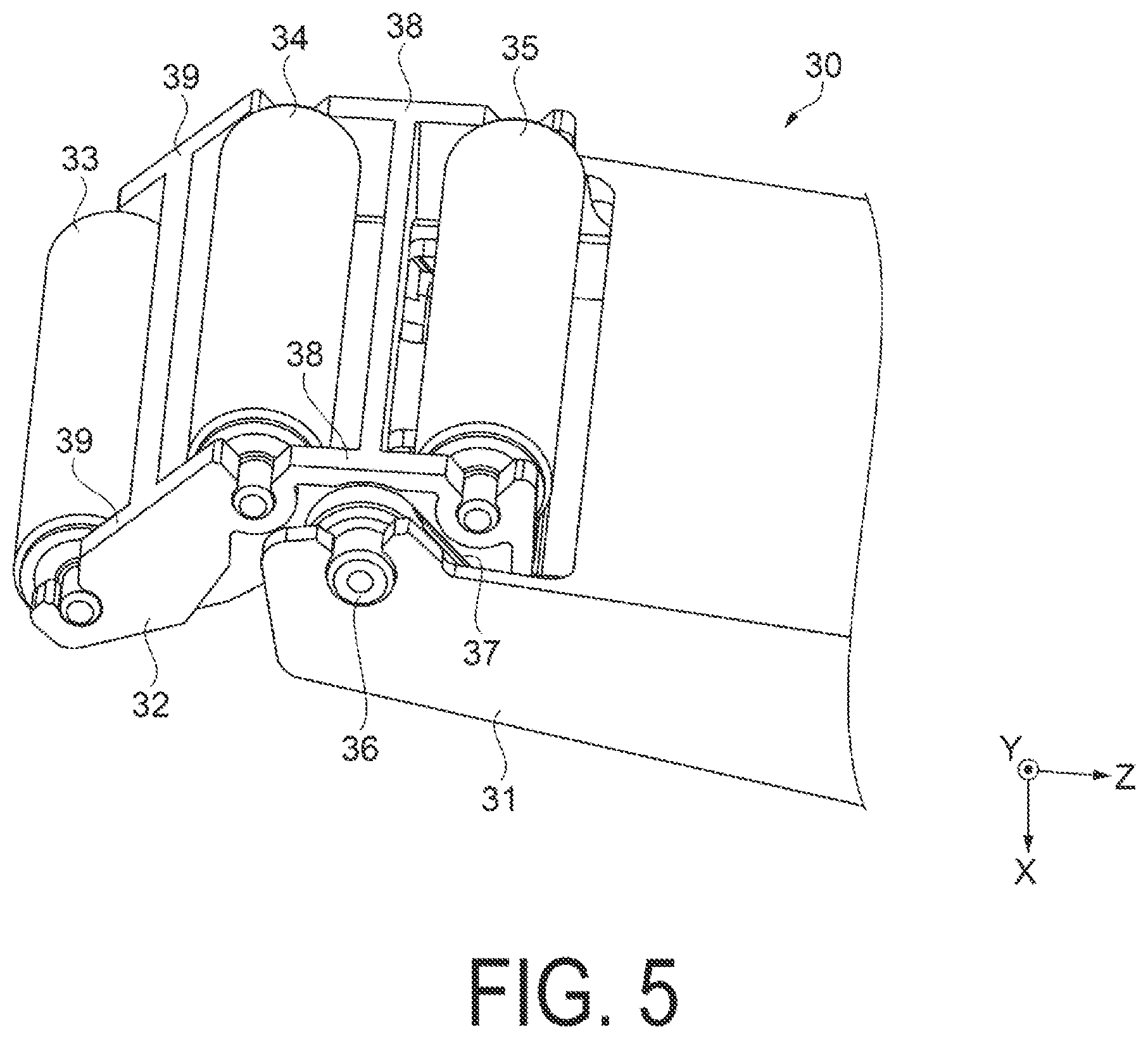 Patent US12304199 Figure 5 – Supply device for roll medium and recording device