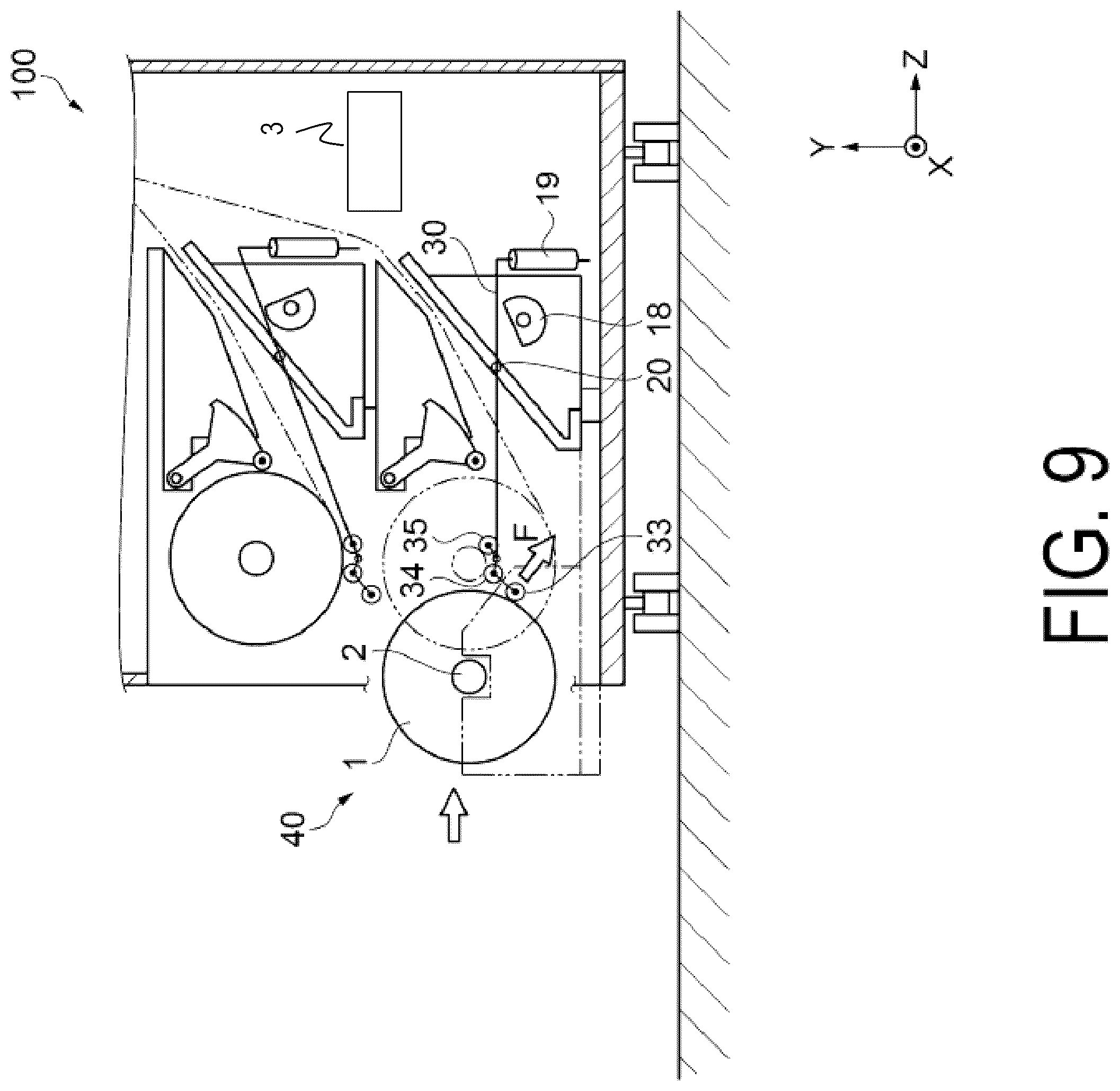 Patent US12304199 Figure 9 – Supply device for roll medium and recording device