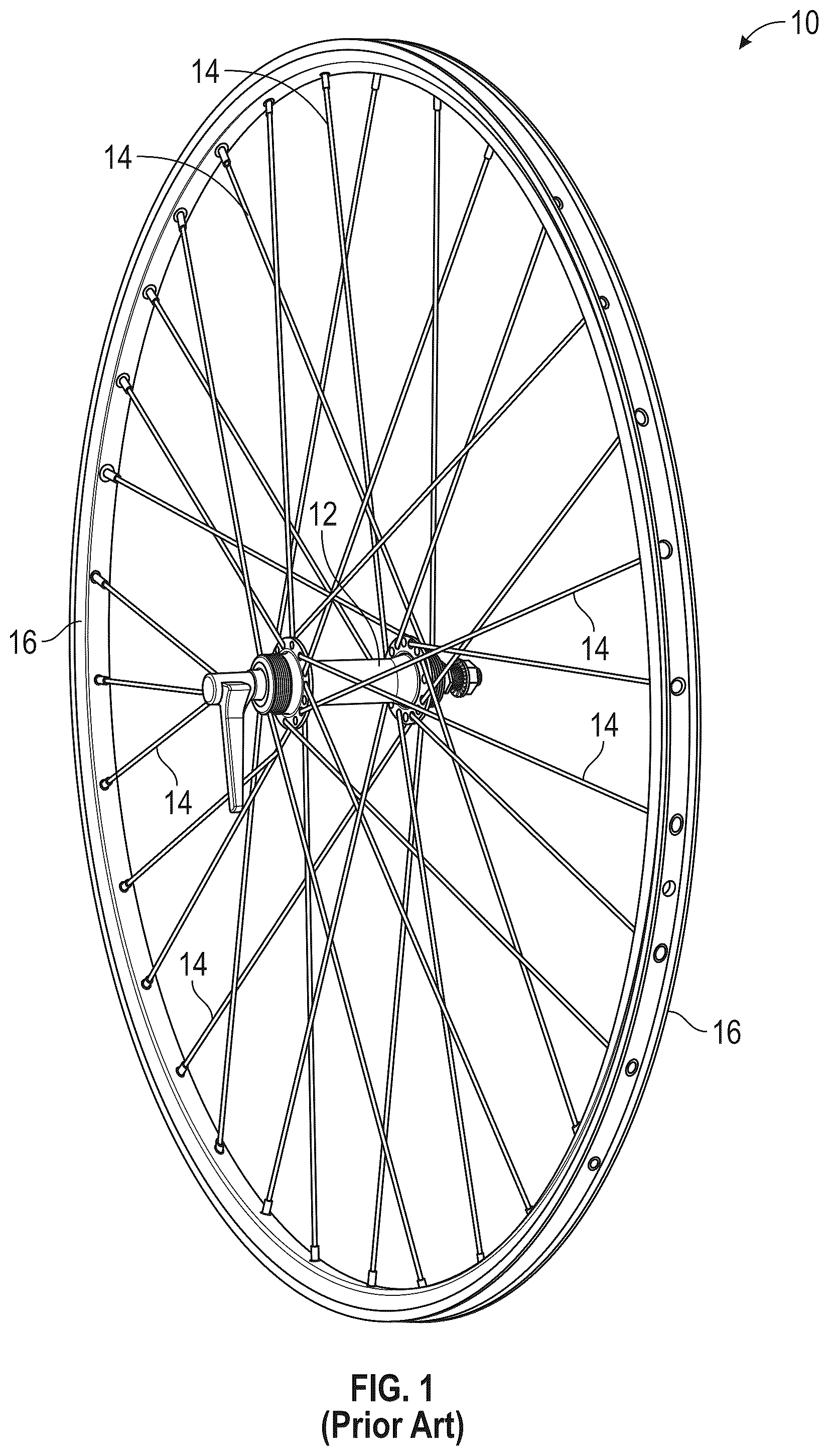 Patent US12304236 Figure 1 – Bicycle hub and spoke arrangement