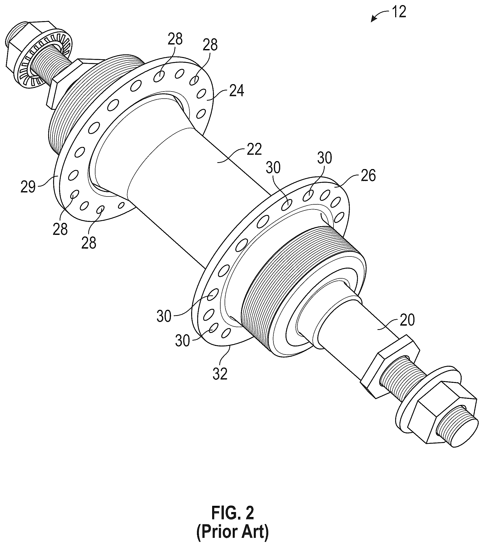 Patent US12304236 Figure 2 – Bicycle hub and spoke arrangement