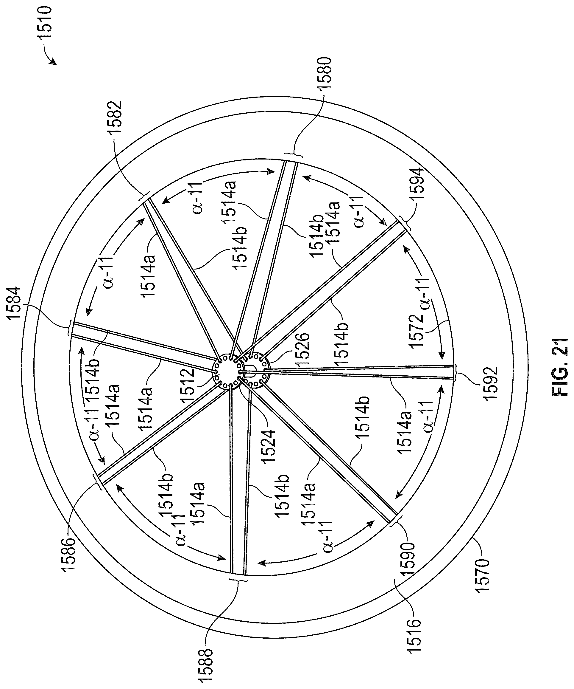 Patent US12304236 Figure 20 – Bicycle hub and spoke arrangement