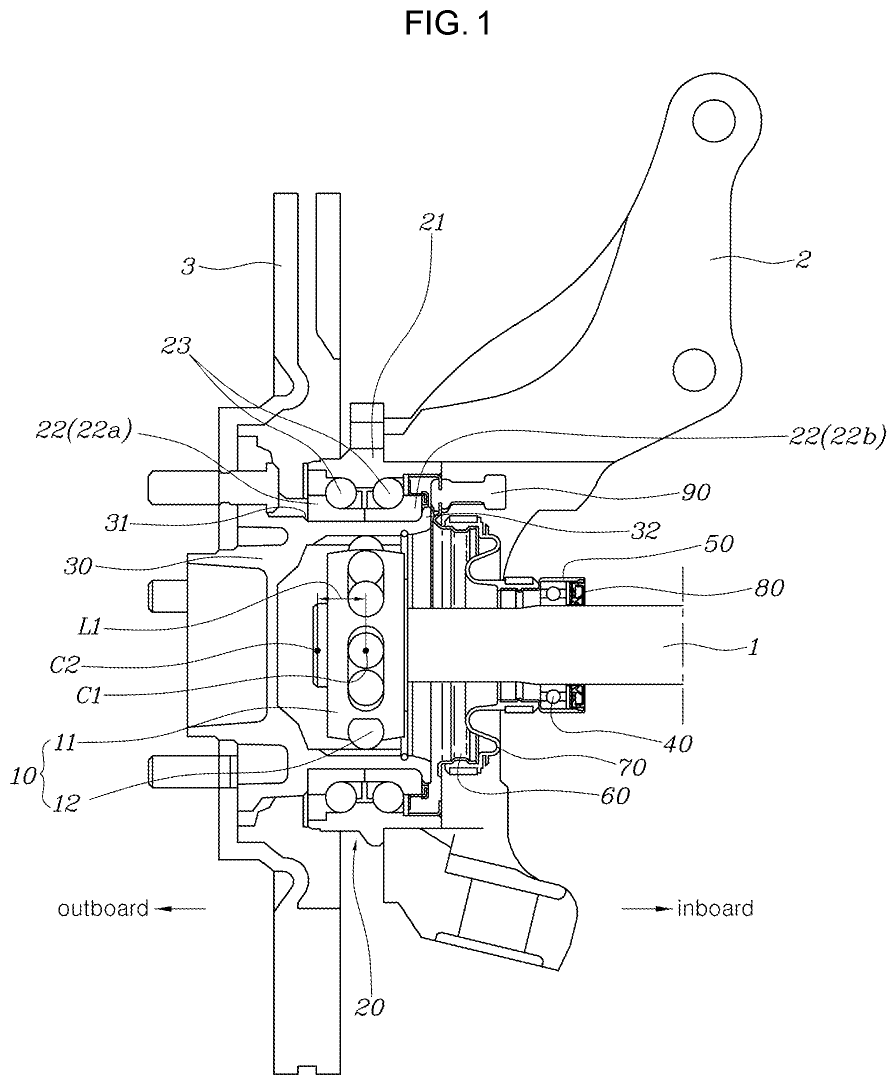 Patent US12304240 Figure 1 – Hub built-in type drive axle