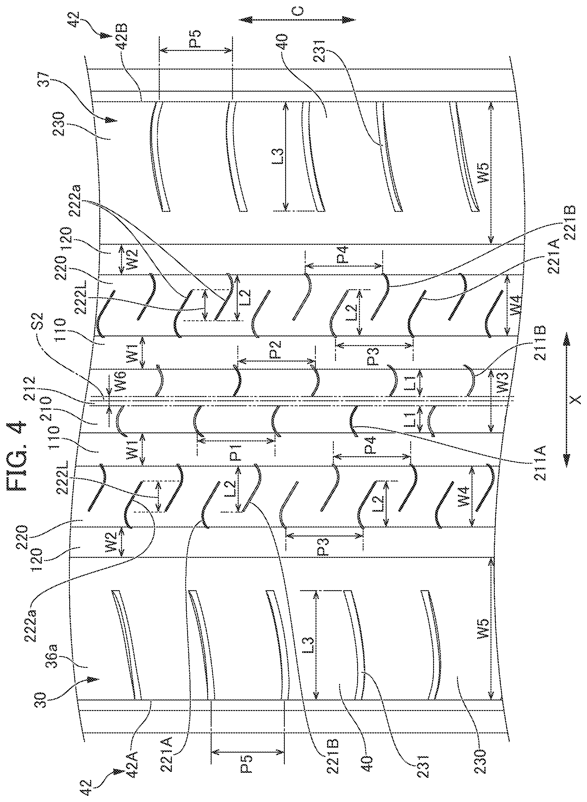 Patent US12304250 Figure 4 – Pneumatic tire